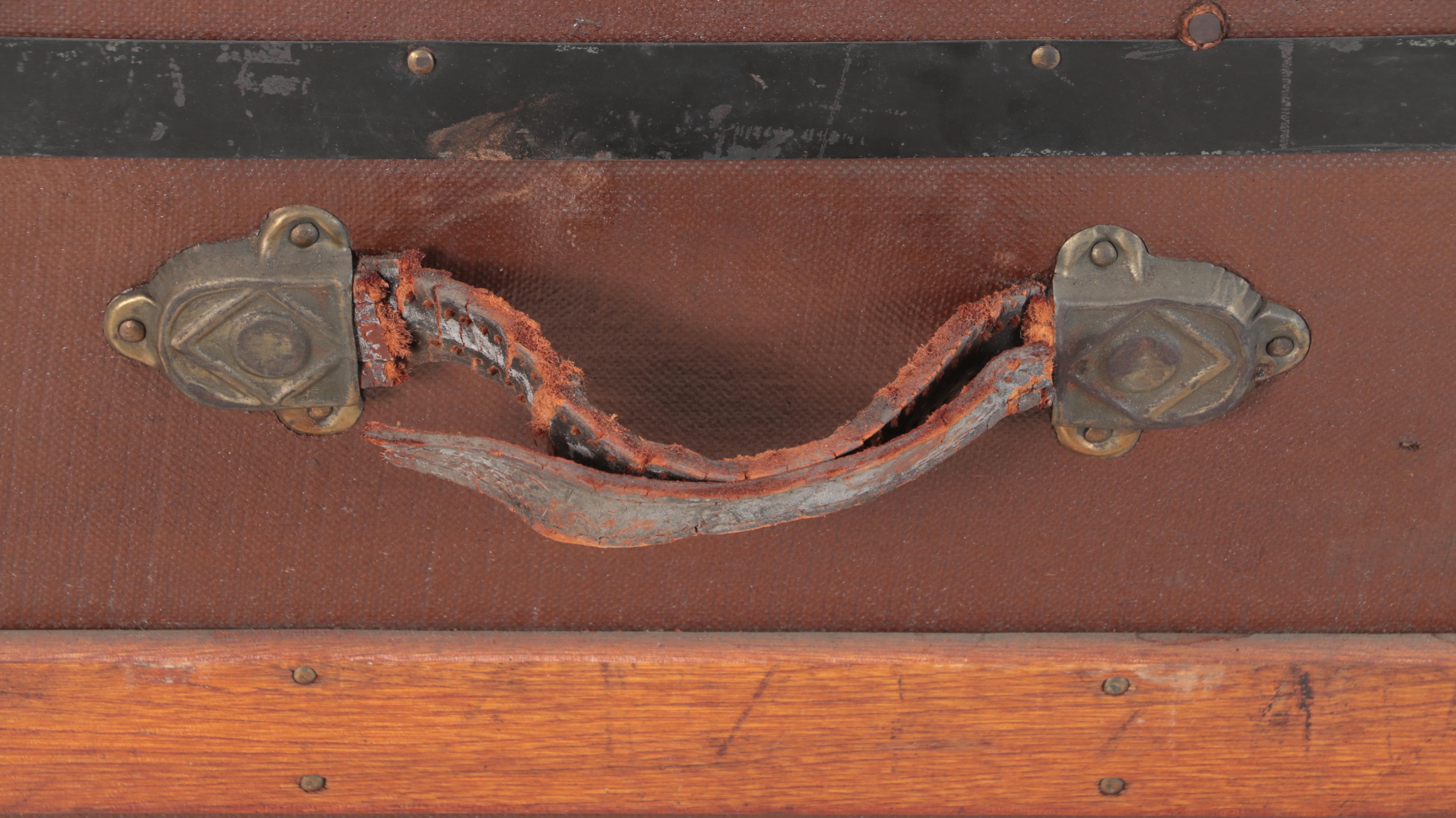 Late Victorian Slatted Wood and Canvas Steamer Trunk