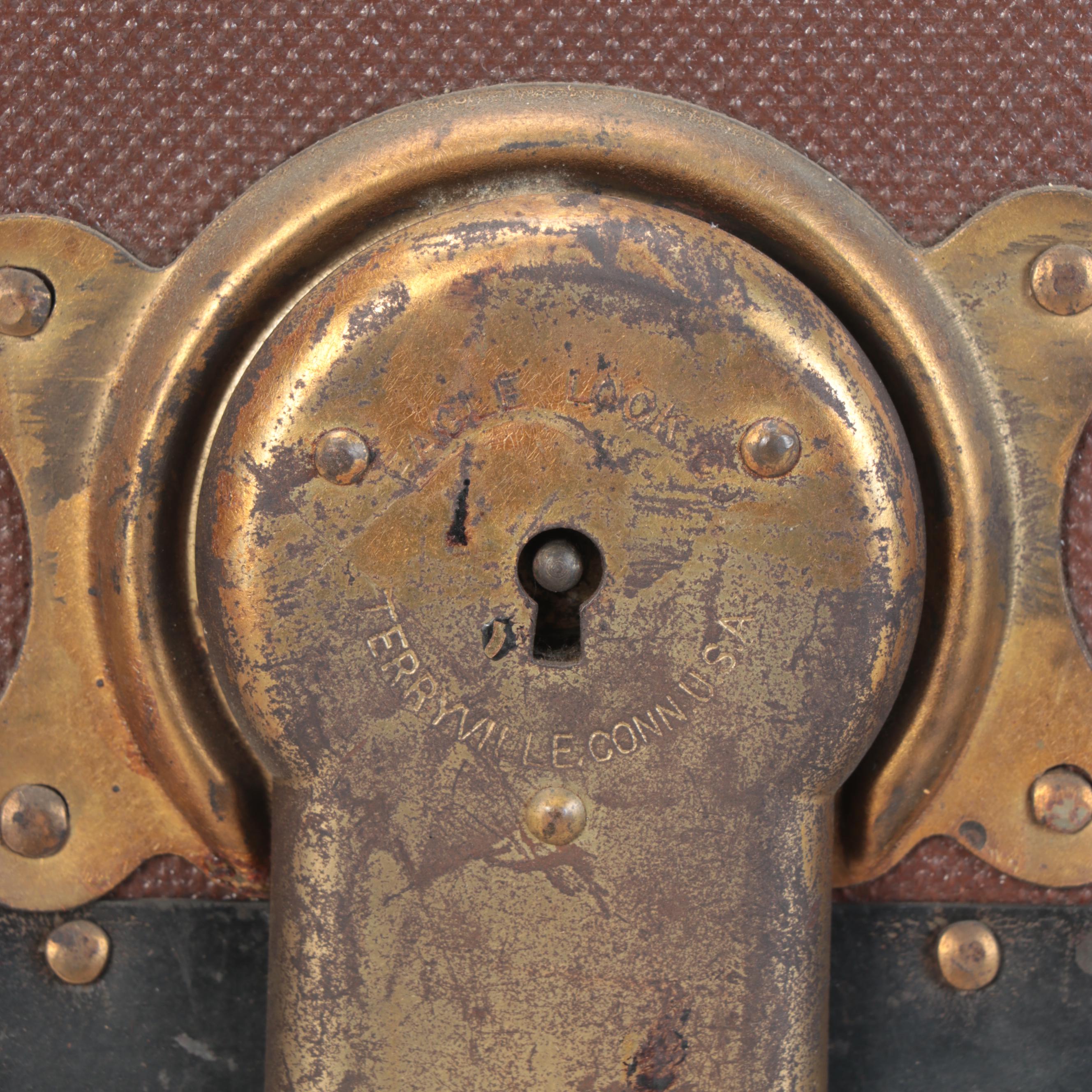 Late Victorian Slatted Wood and Canvas Steamer Trunk