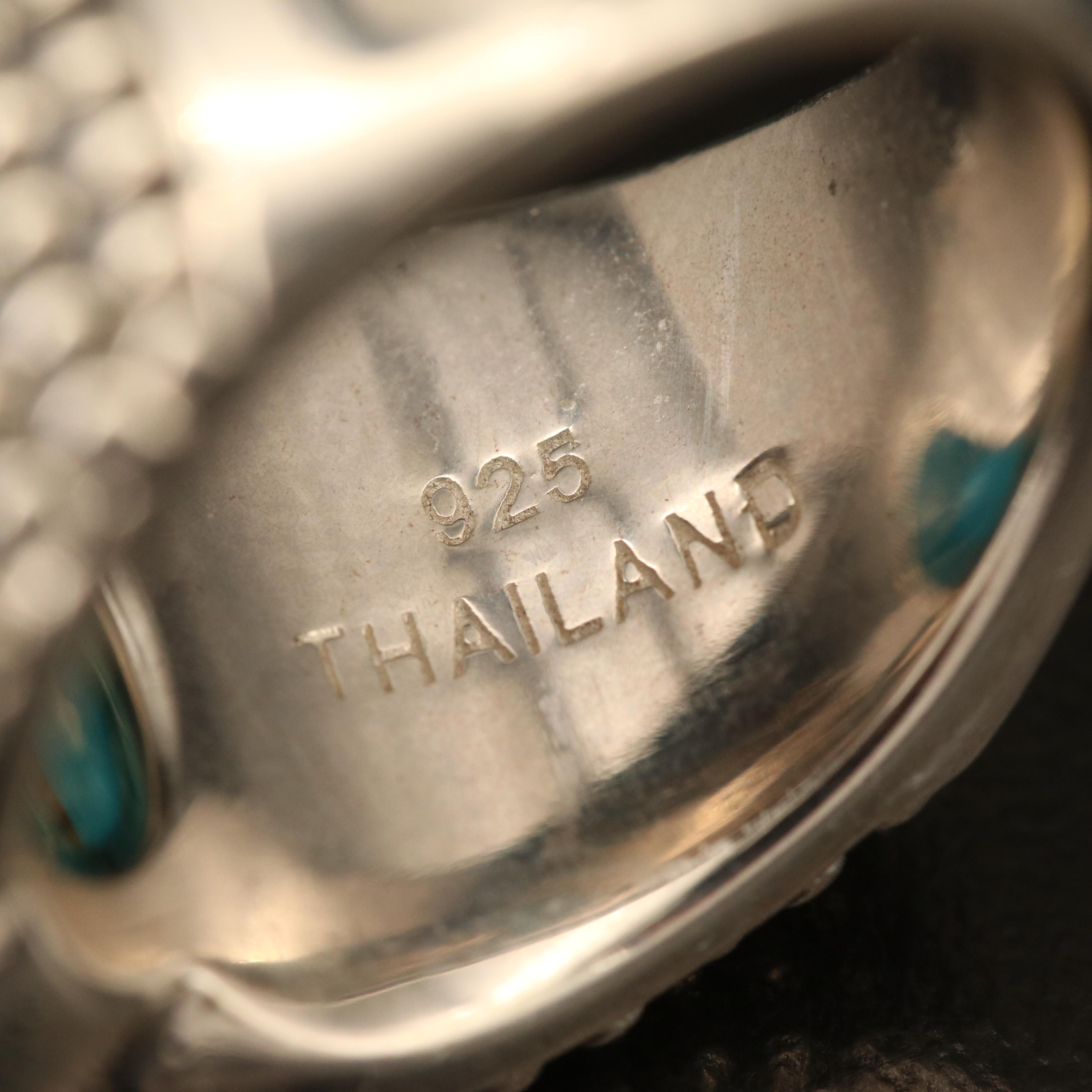 Michael Dawkins Sterling Silver Turquoise Granulated Ring