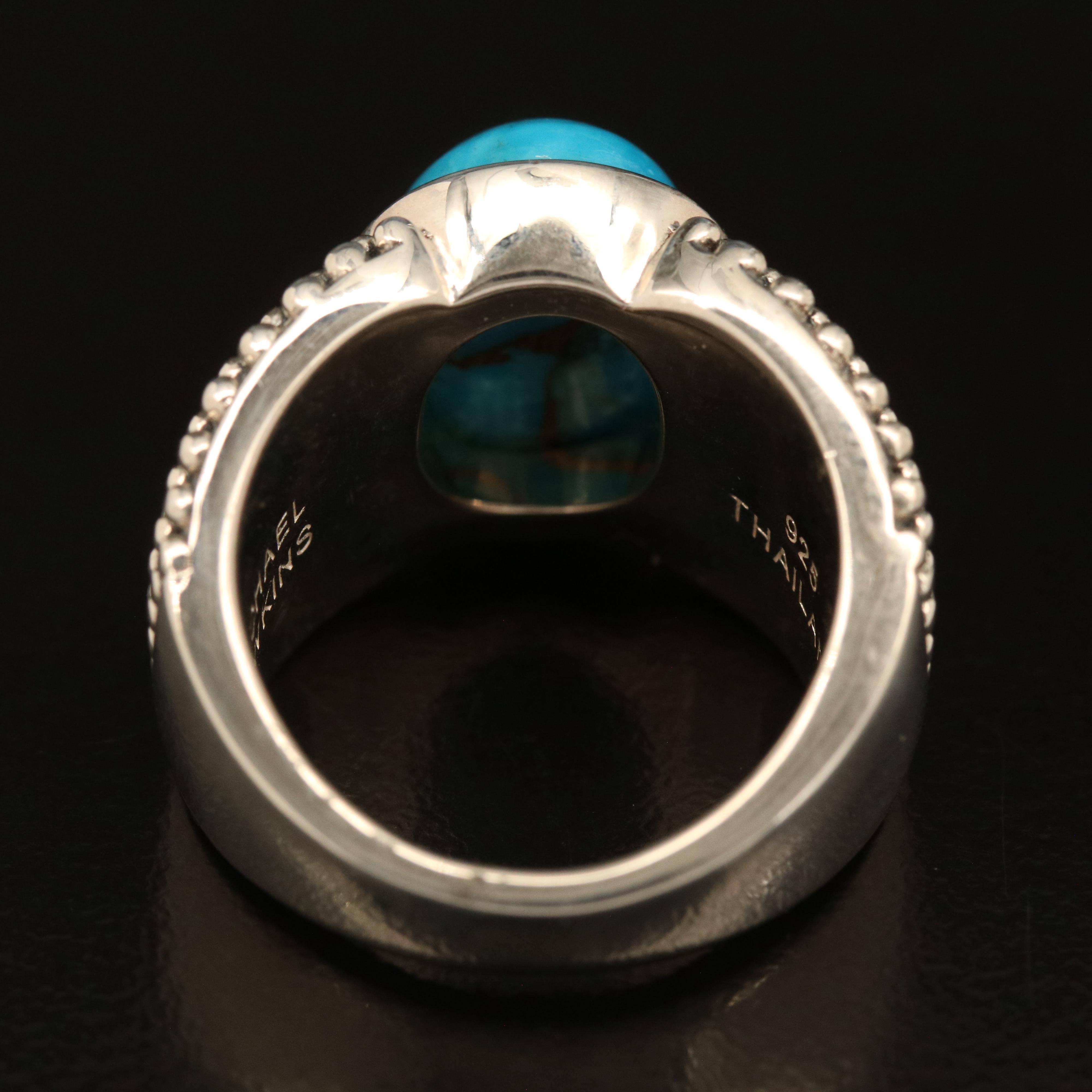 Michael Dawkins Sterling Silver Turquoise Granulated Ring