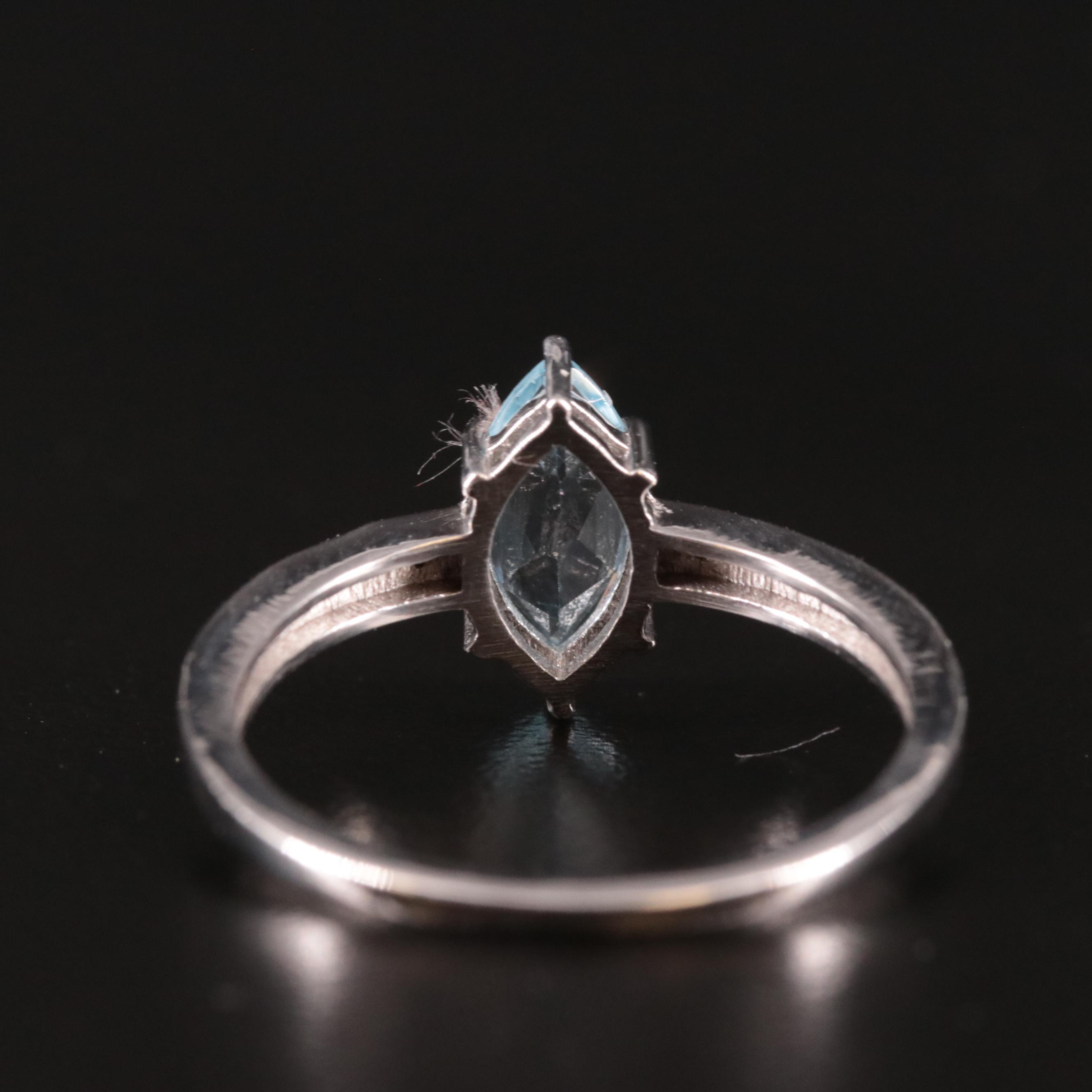 Sterling Blue Topaz and Diamond Ring