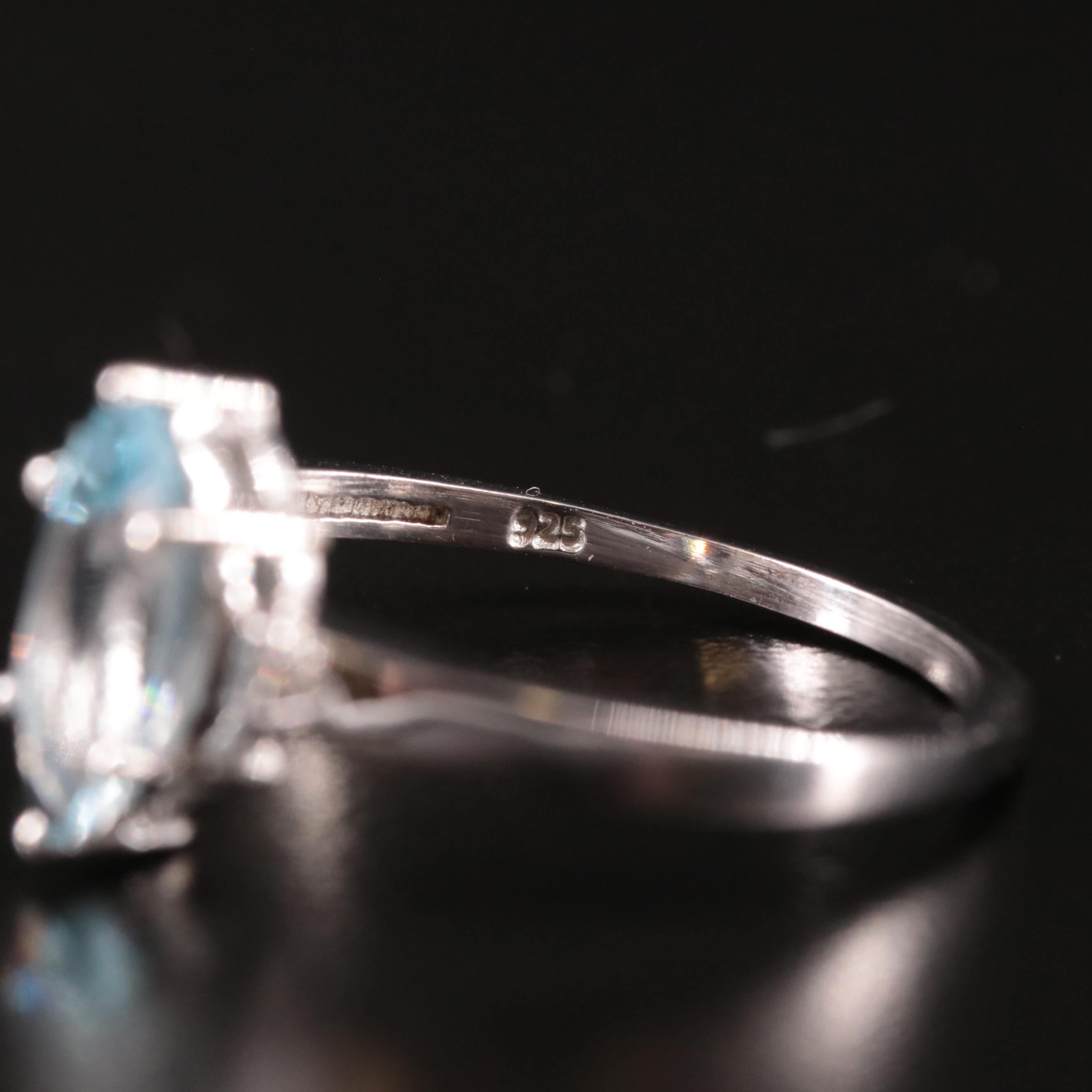 Sterling Blue Topaz and Diamond Ring