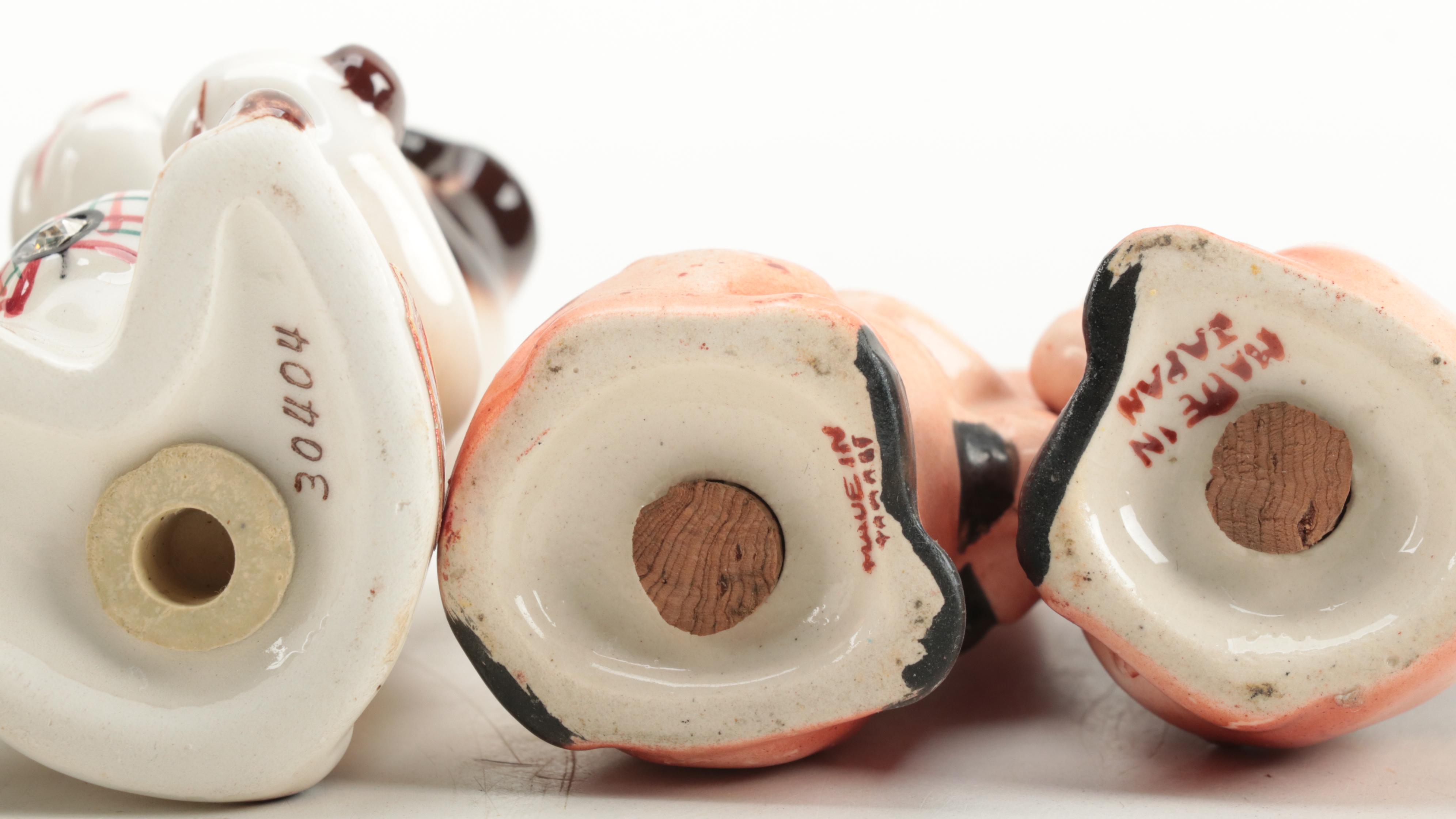 Victoria Ceramics Horse Shakers with Other Souvenir Shakers, Mid to Late 20th