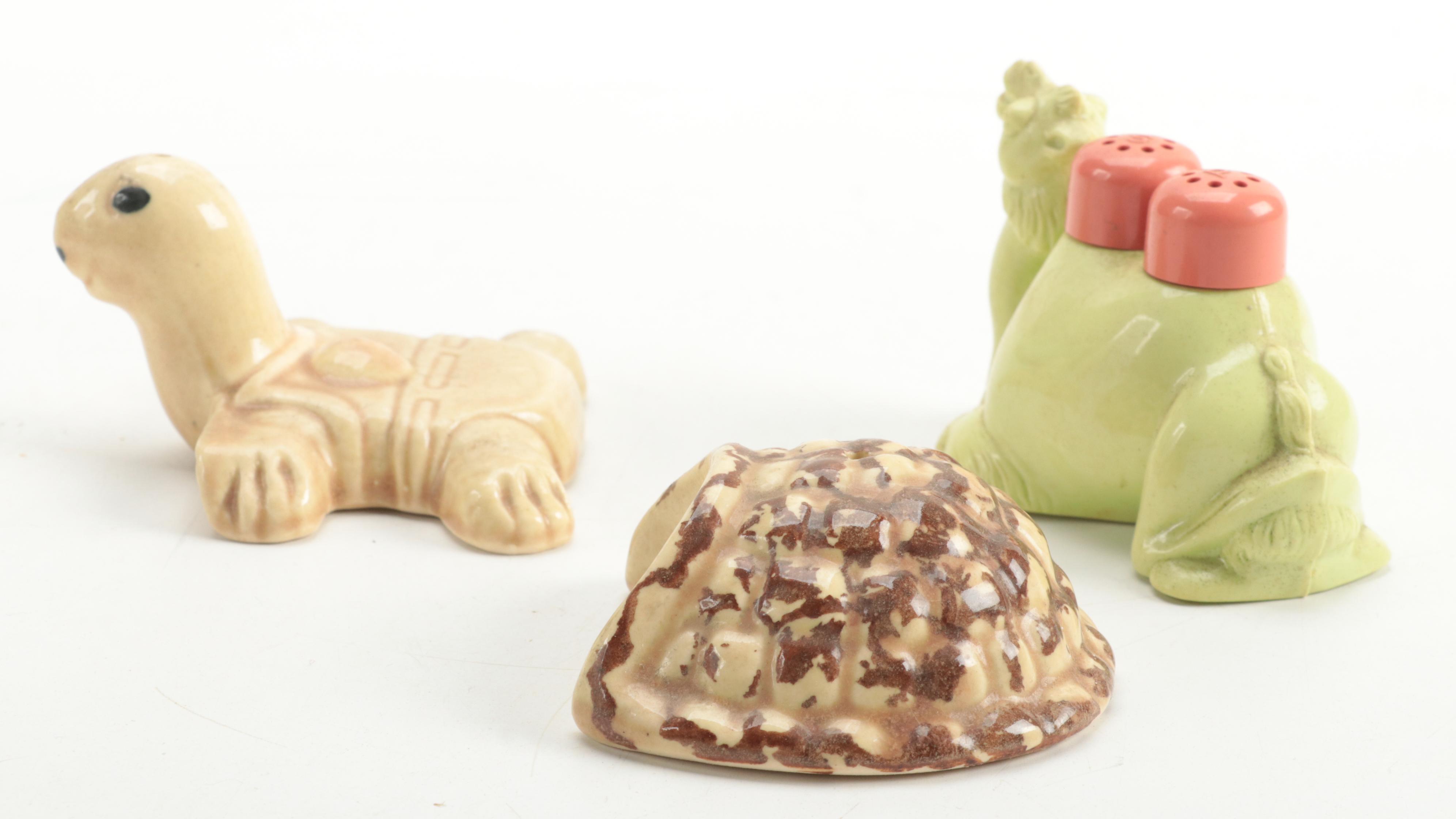 Victoria Ceramics Horse Shakers with Other Souvenir Shakers, Mid to Late 20th