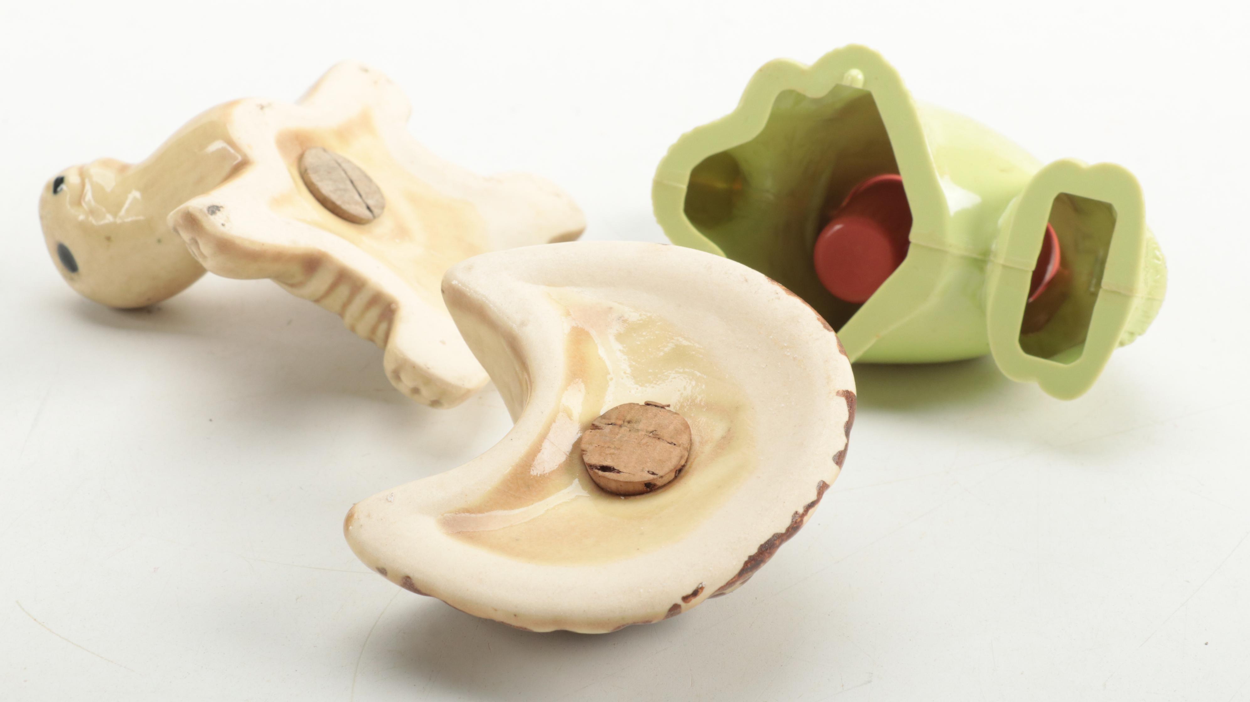 Victoria Ceramics Horse Shakers with Other Souvenir Shakers, Mid to Late 20th