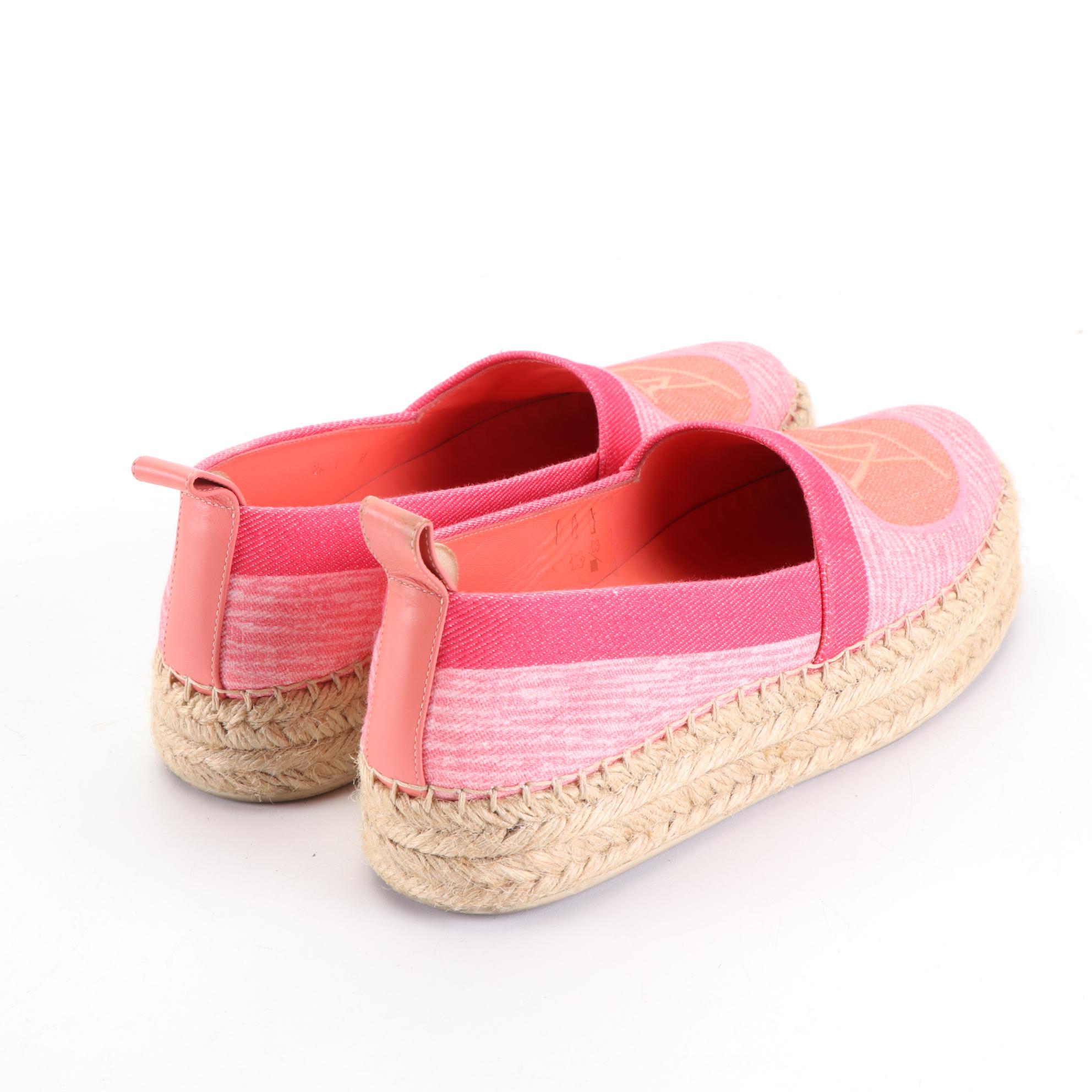 Louis Vuitton Shore Postcard Espadrilles in Denim and Jute with Box