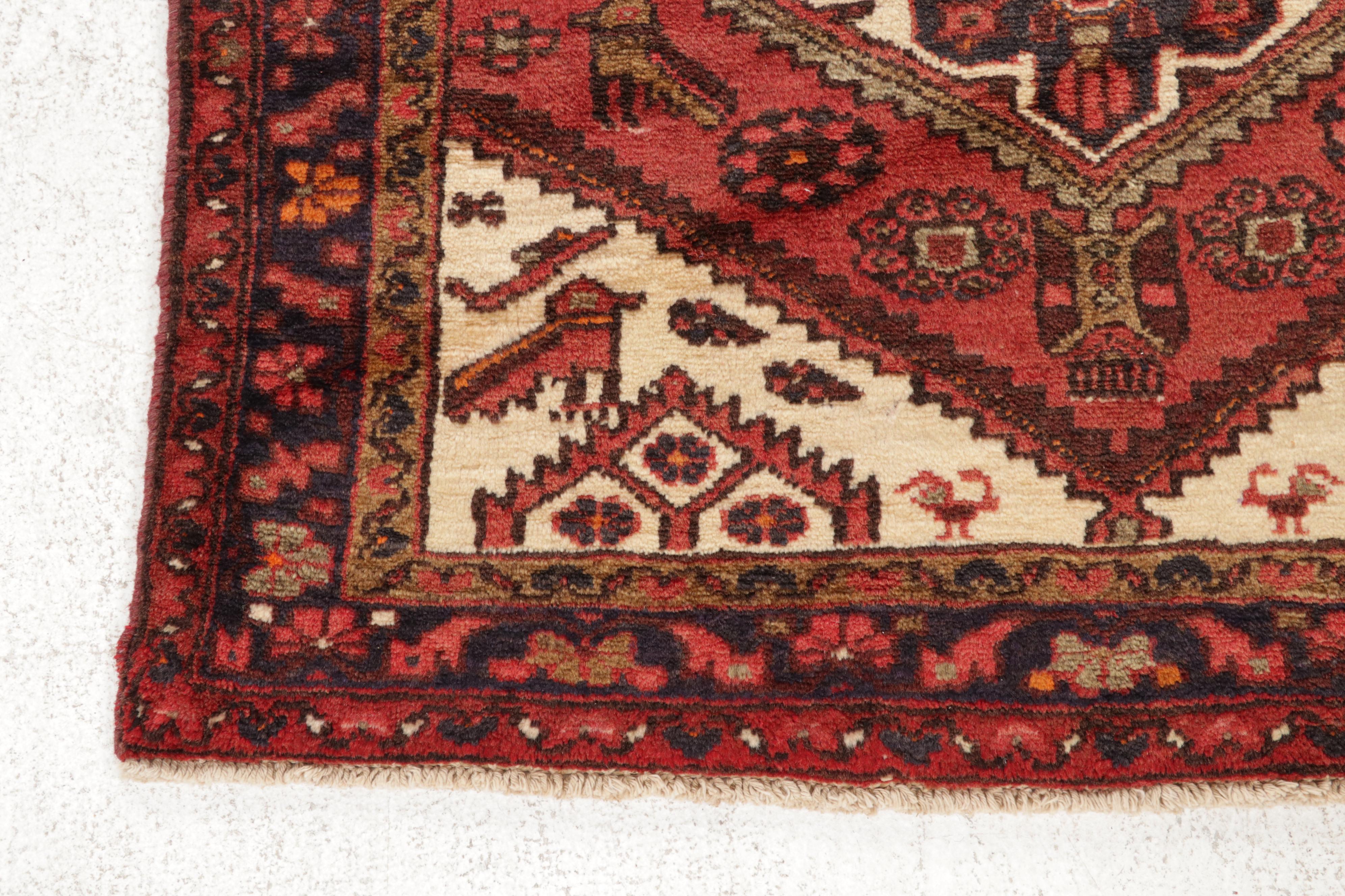 3'4 x 10'5 Hand-Knotted Persian Malayer Carpet Runner, 1970s