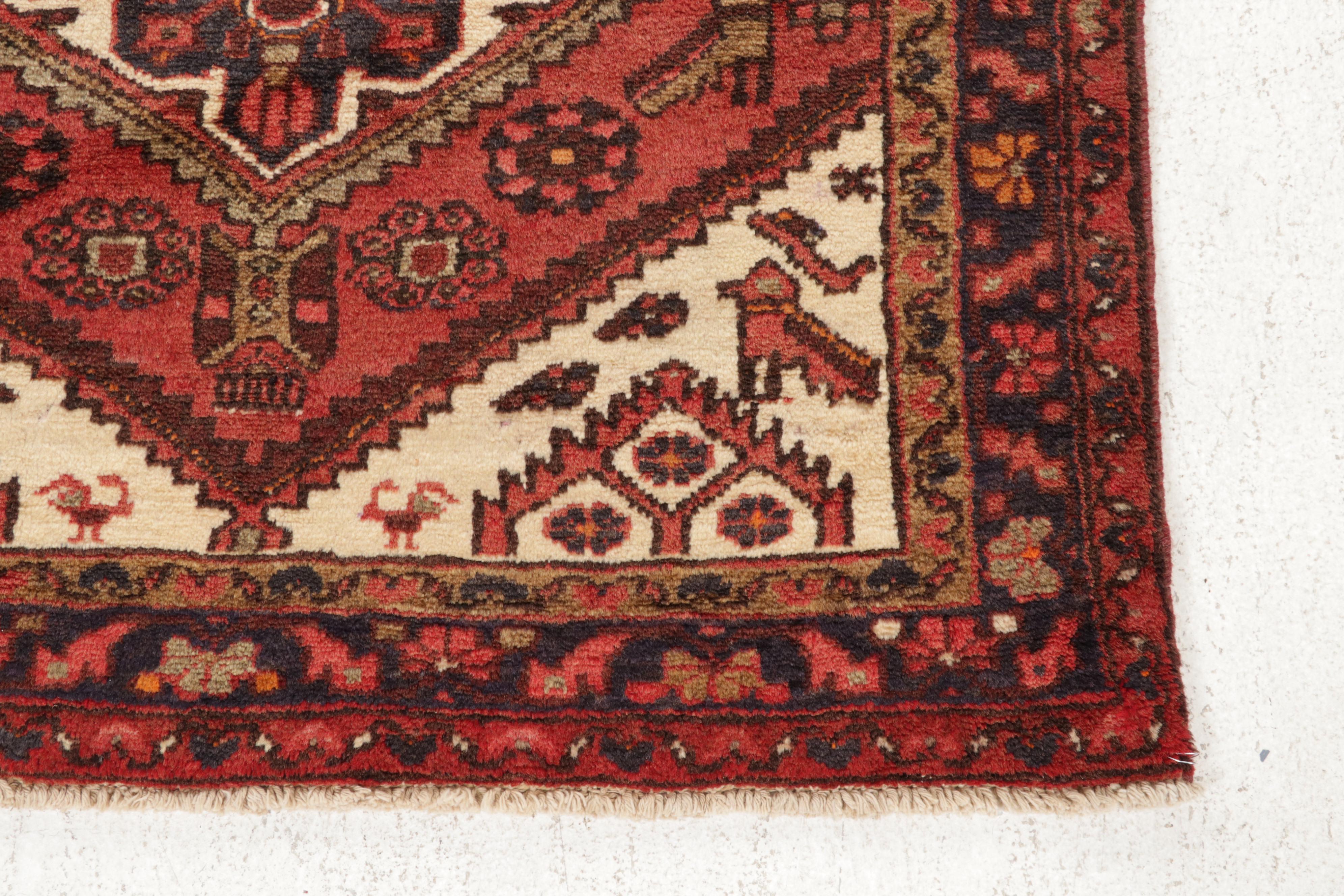 3'4 x 10'5 Hand-Knotted Persian Malayer Carpet Runner, 1970s