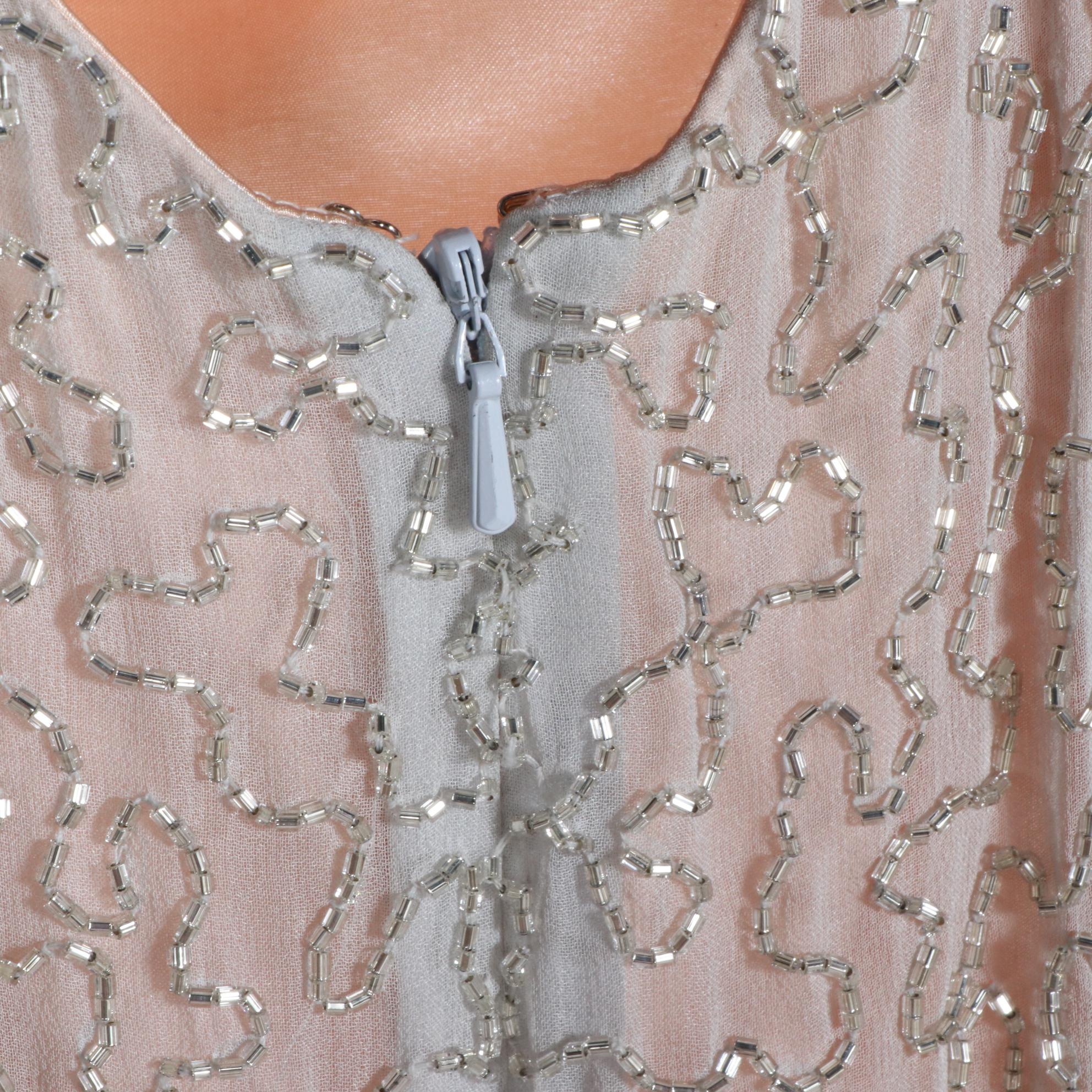 Monika Beaded Silk Gown with Other Fringe Bodice A-Line Dress