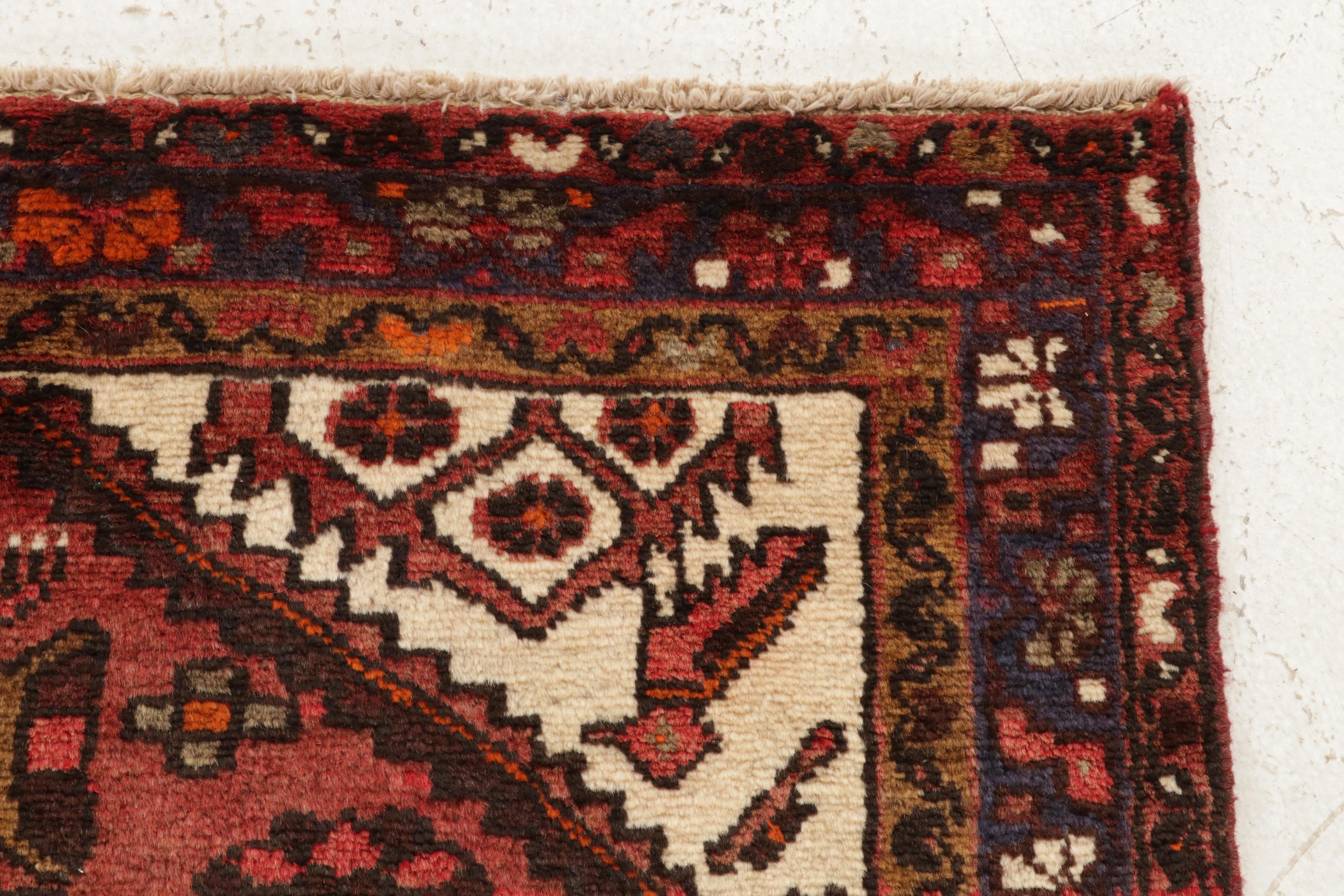 3'4 x 10'5 Hand-Knotted Persian Malayer Carpet Runner, 1970s
