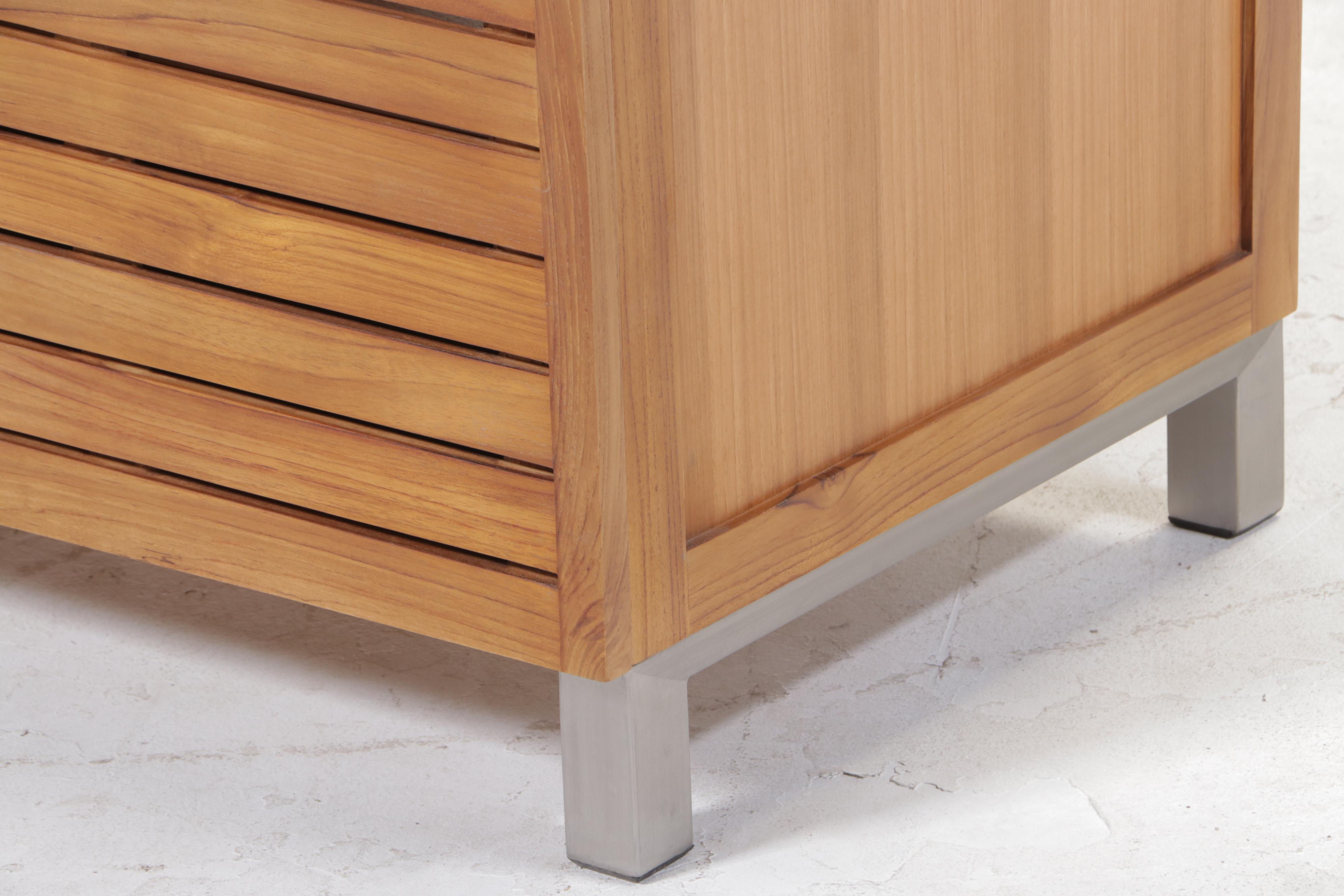 60" Slatted Teak Bathroom Vanity Cabinet in Sanding Finish