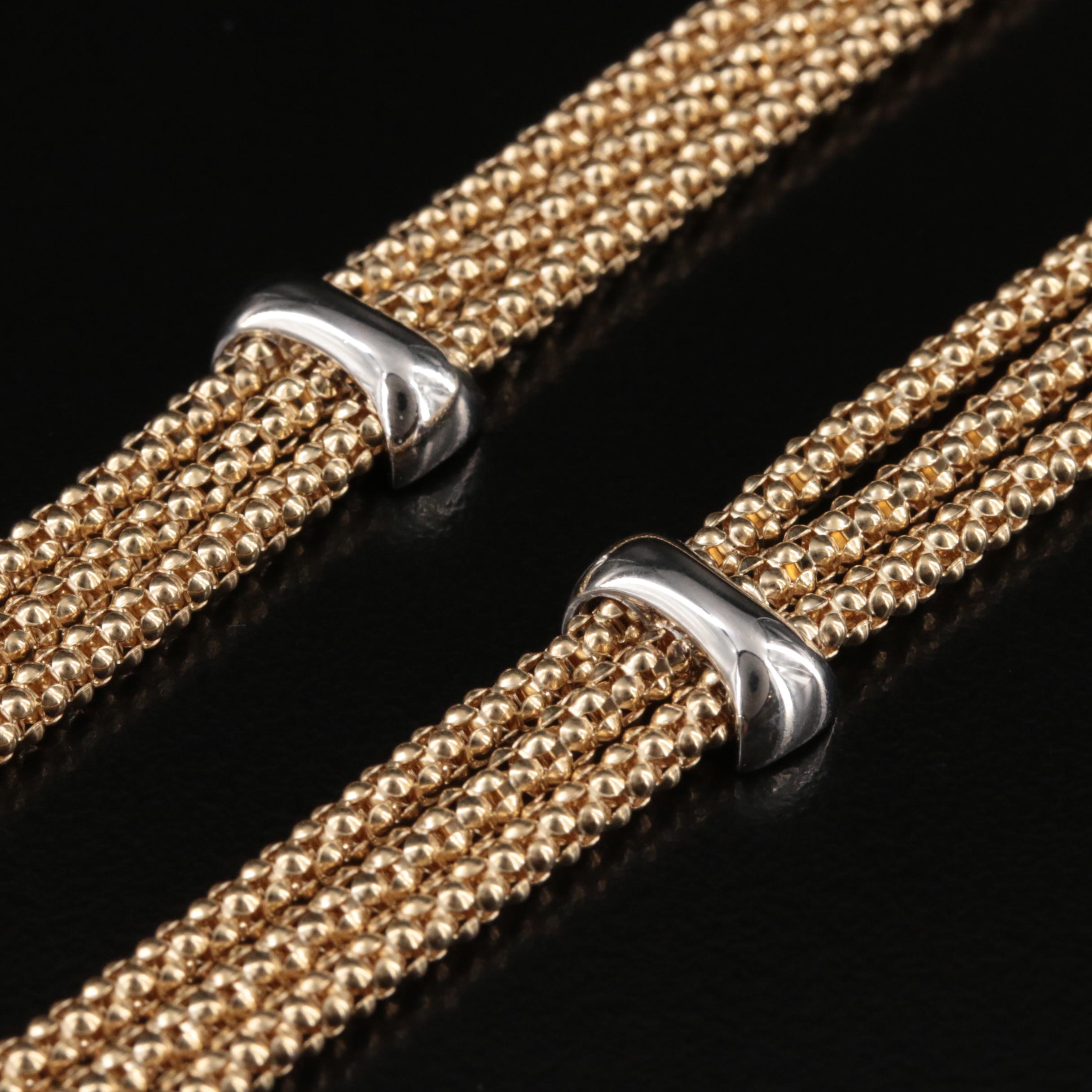 Italian 14K Triple Strand Popcorn Chain Necklace