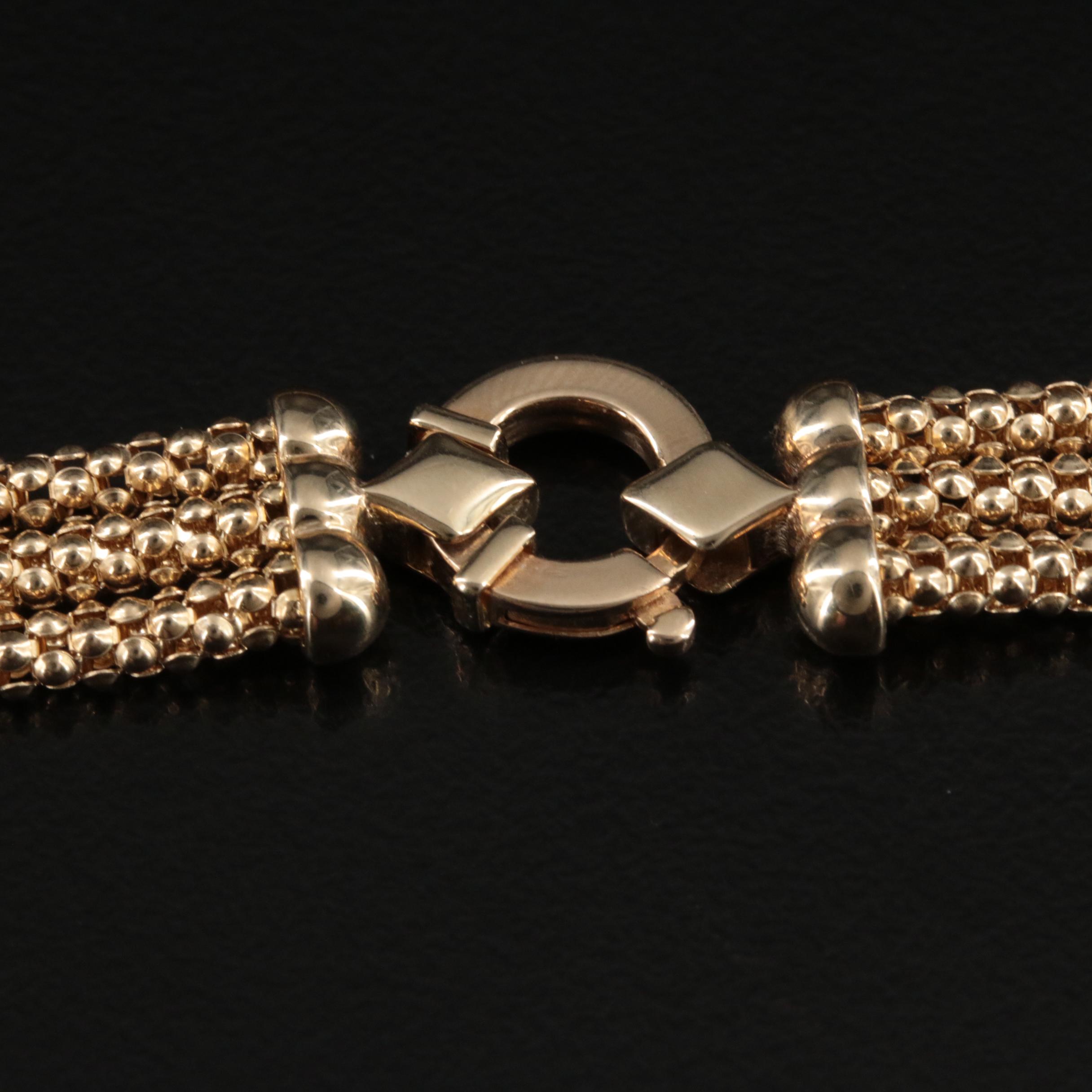 Italian 14K Triple Strand Popcorn Chain Necklace