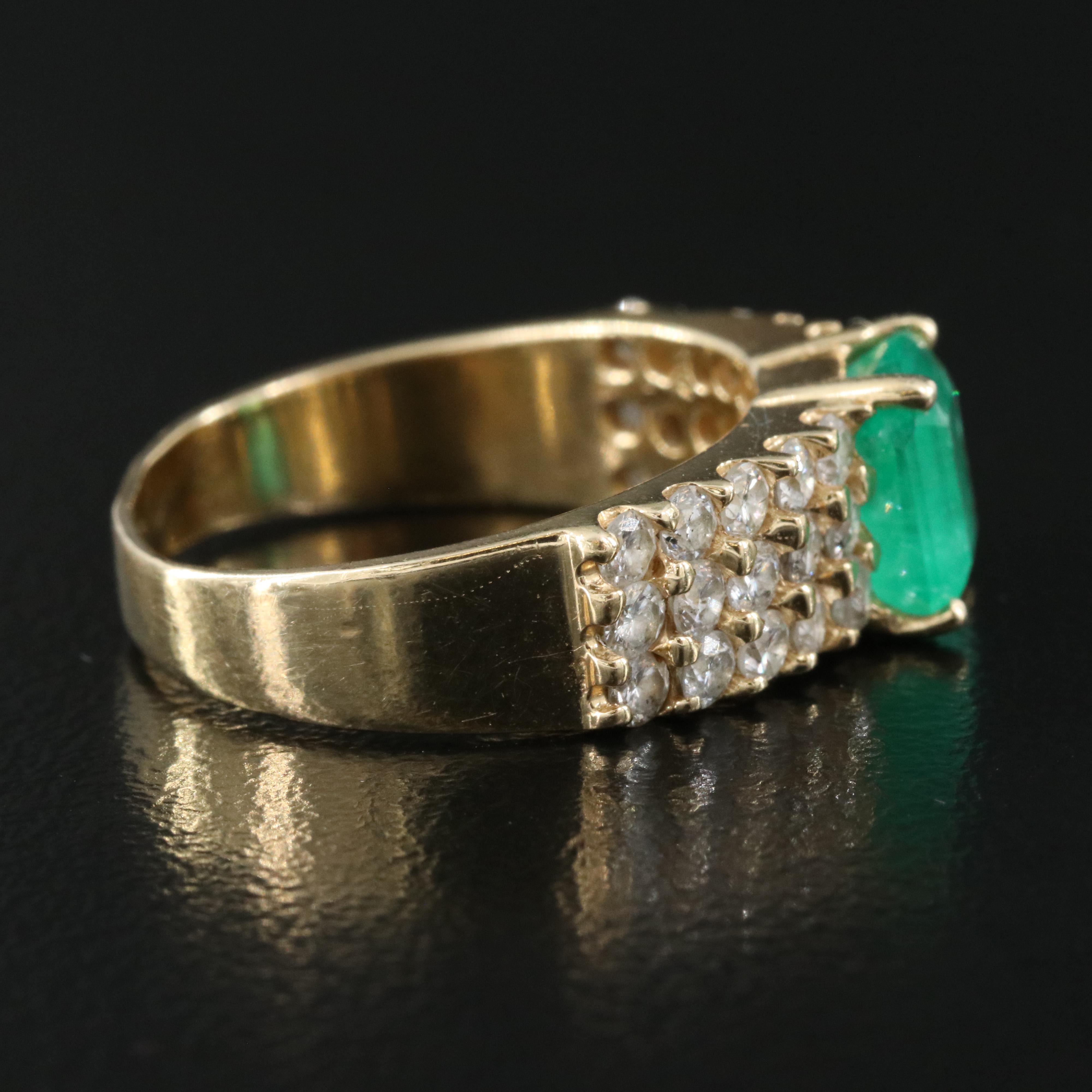 14K Emerald and Diamond Ring