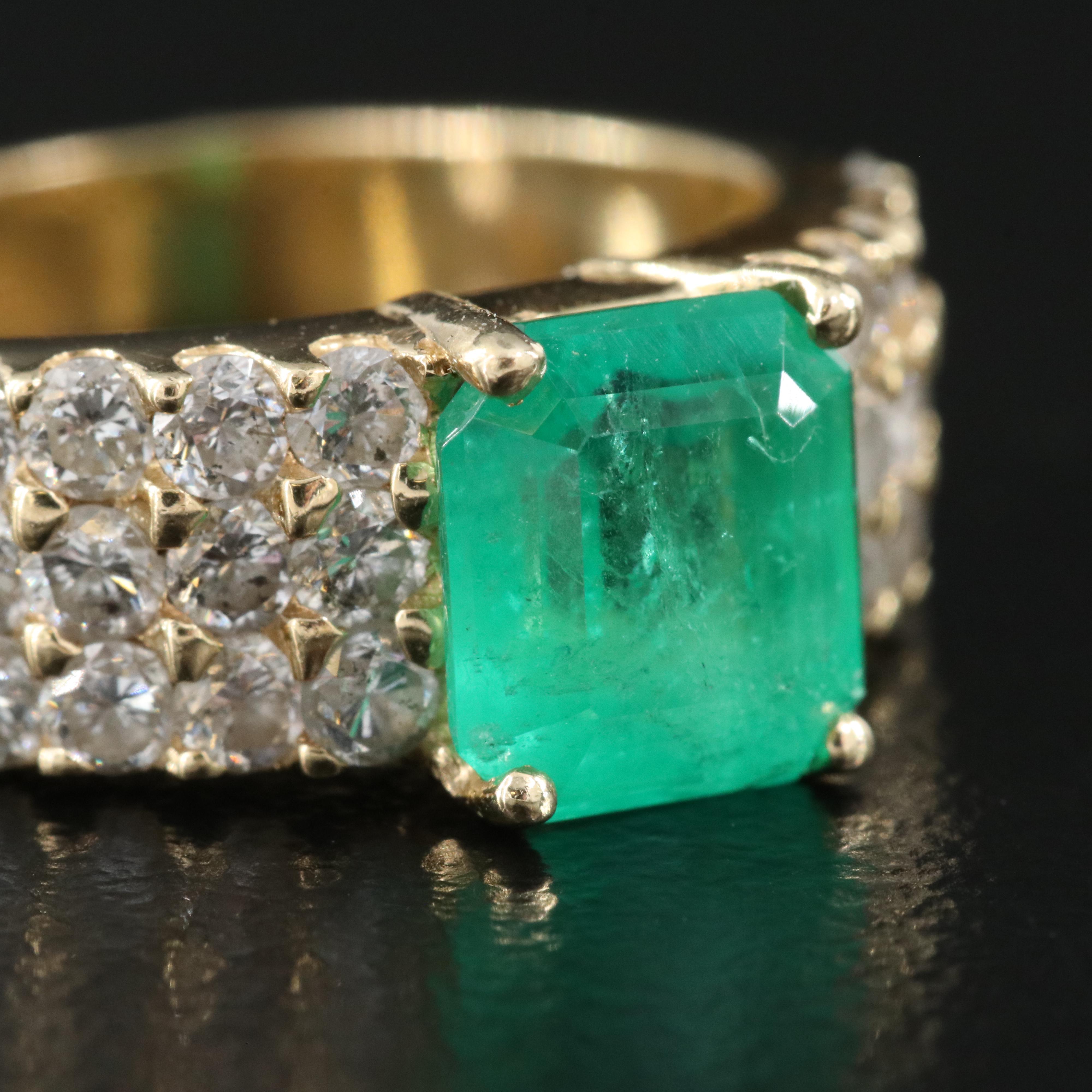 14K Emerald and Diamond Ring