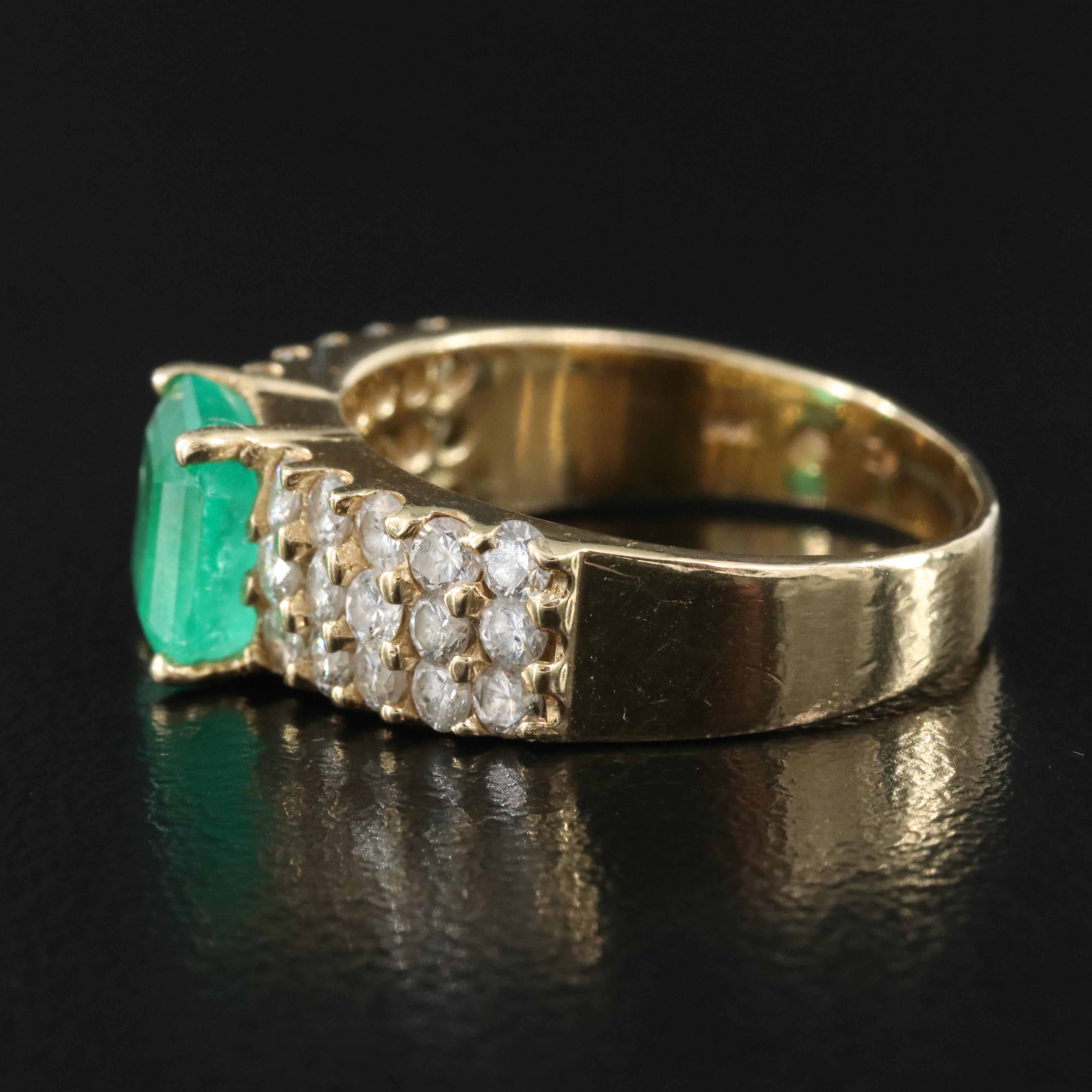 14K Emerald and Diamond Ring