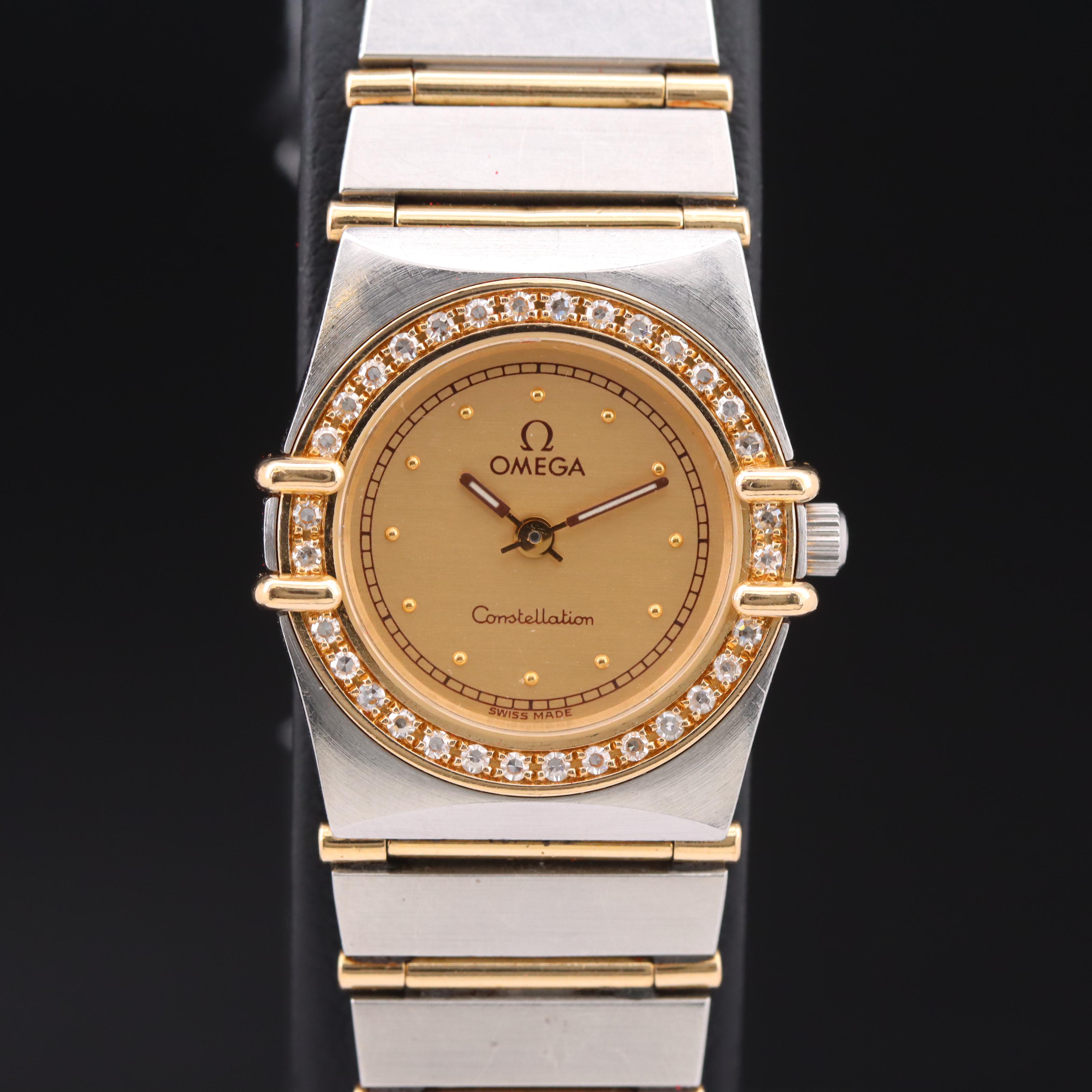 18K and Stainless Steel Omega Diamond Watch