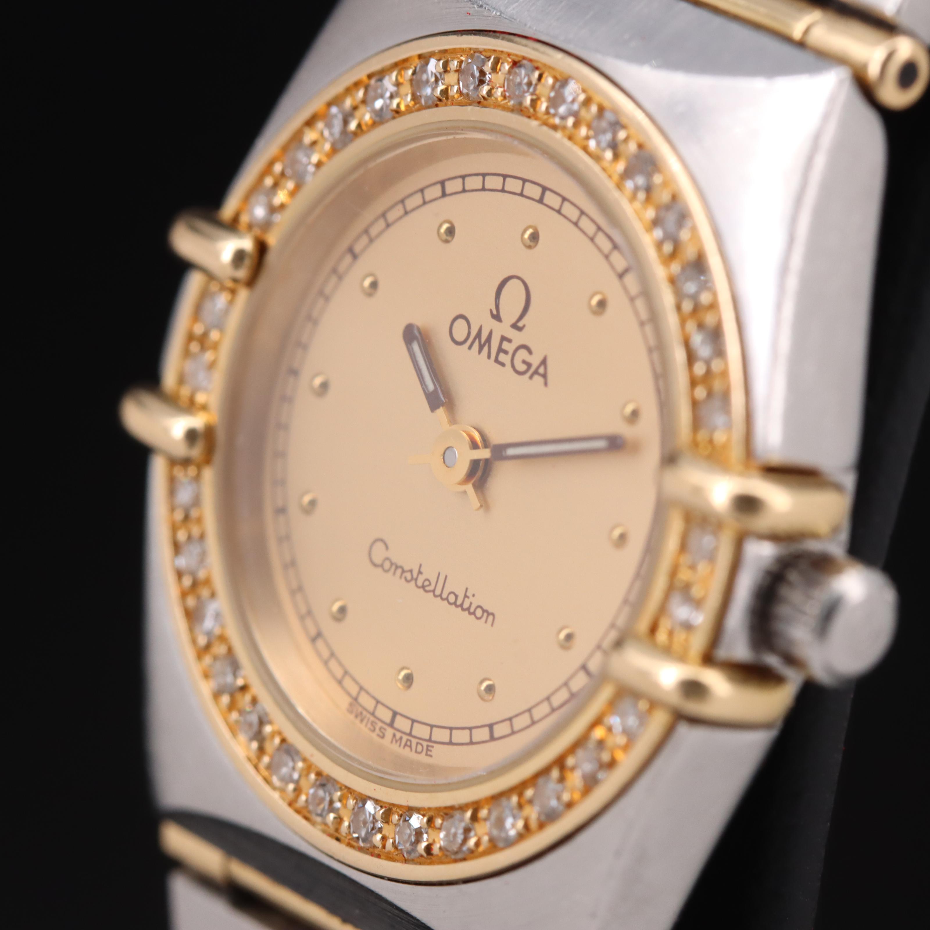18K and Stainless Steel Omega Diamond Watch
