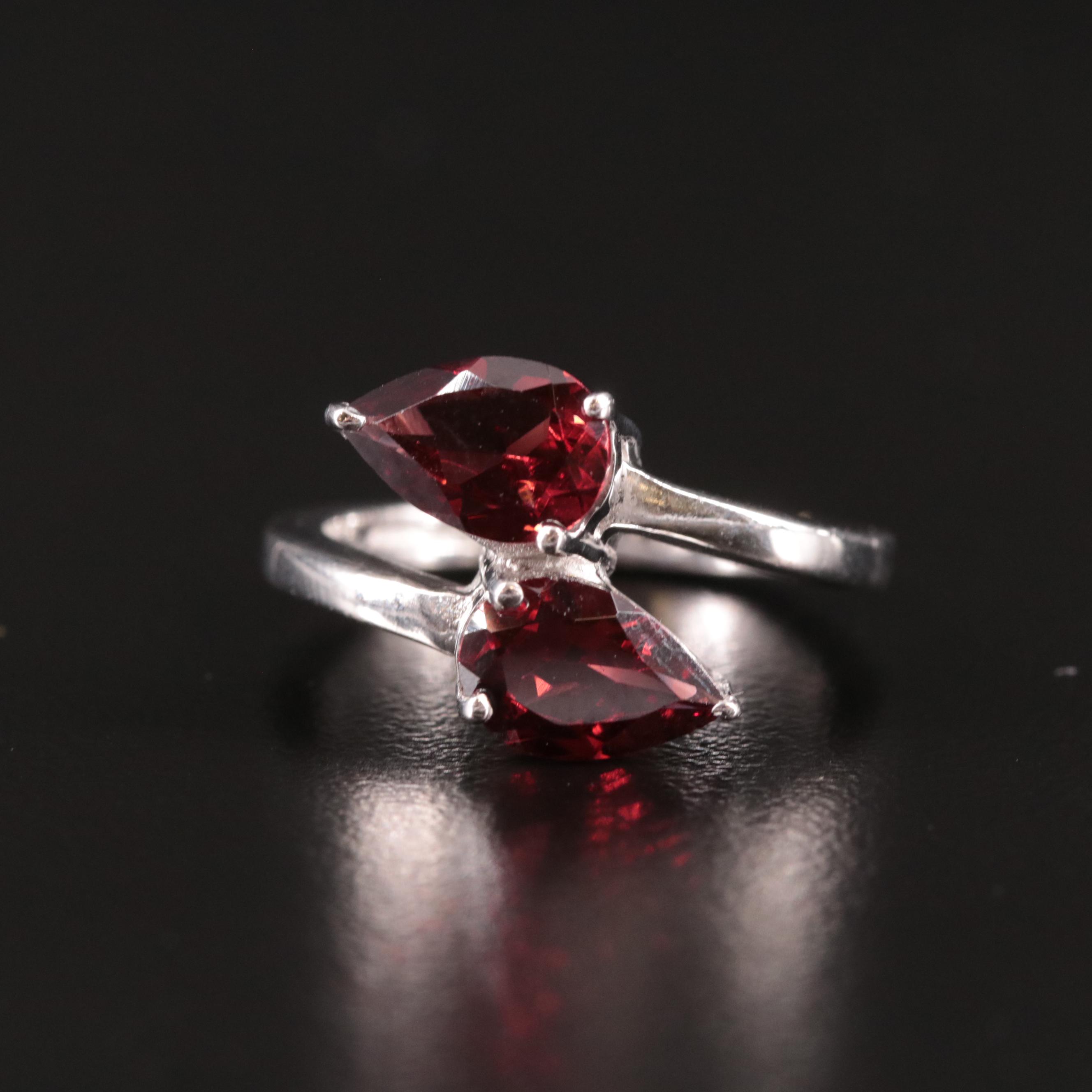 Sterling Garnet Bypass Ring