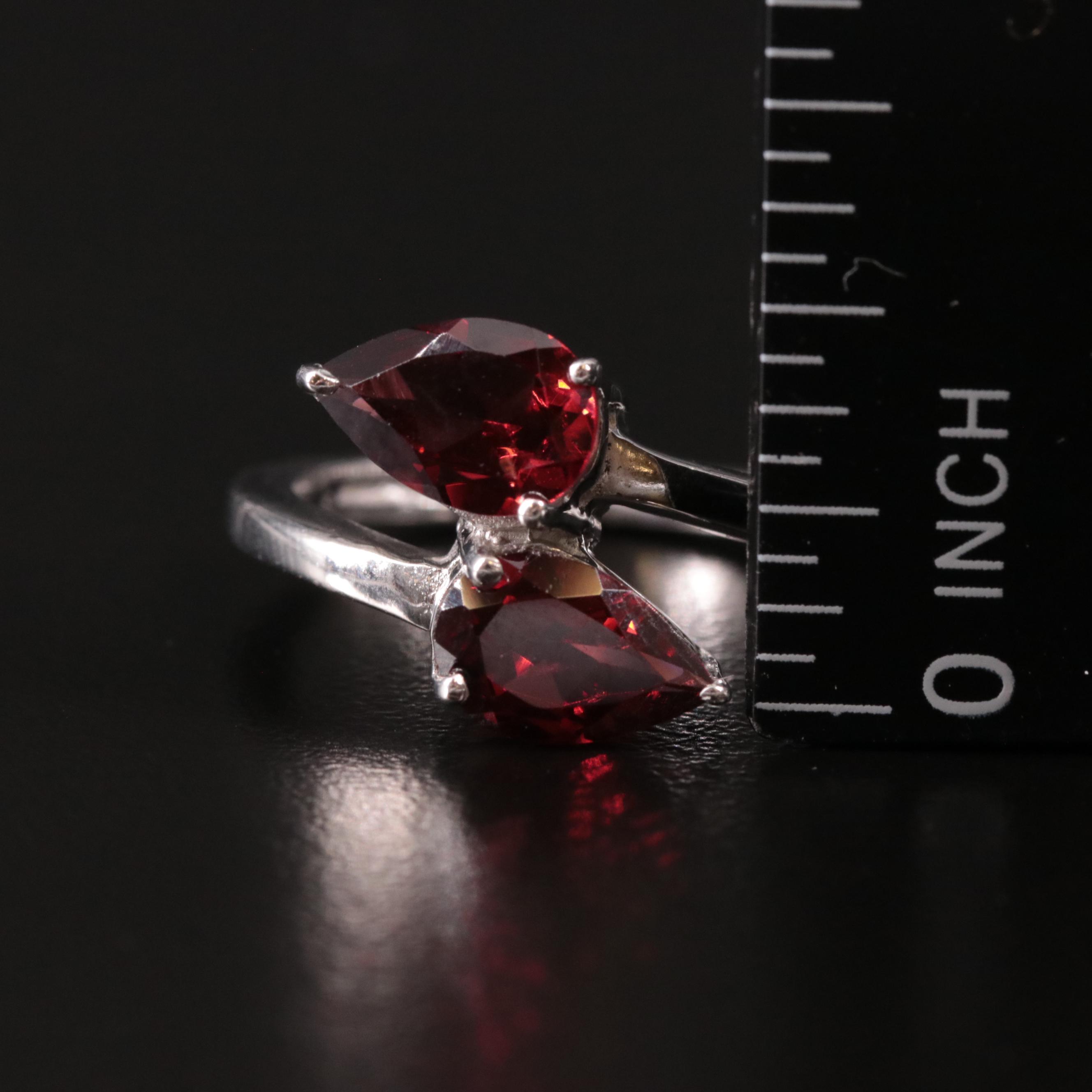 Sterling Garnet Bypass Ring