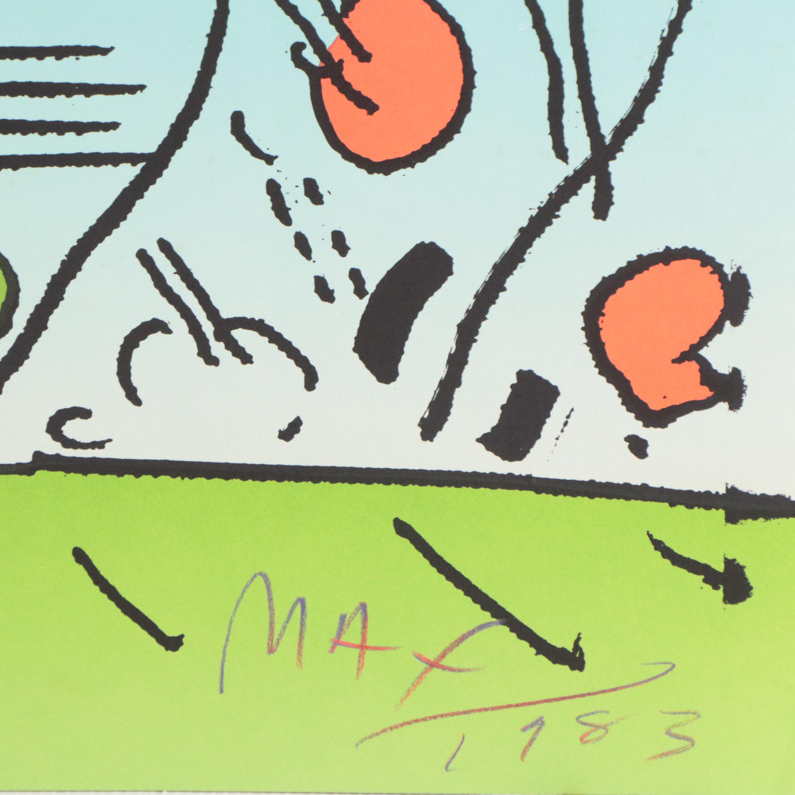 Peter Max Psychedelic Figurative Lithograph "Dreamer," 1983