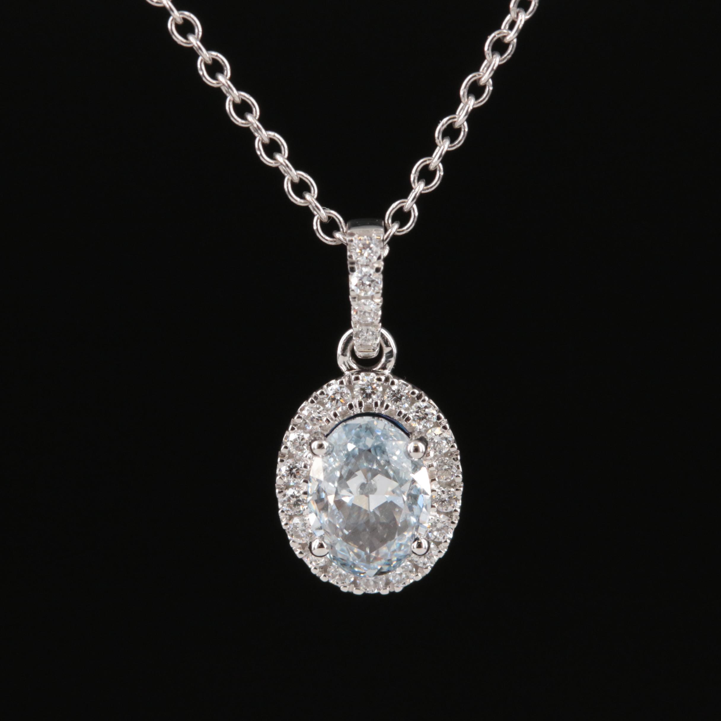 14K 0.81 CTW Lab Grown Diamond Halo Pendant Necklace