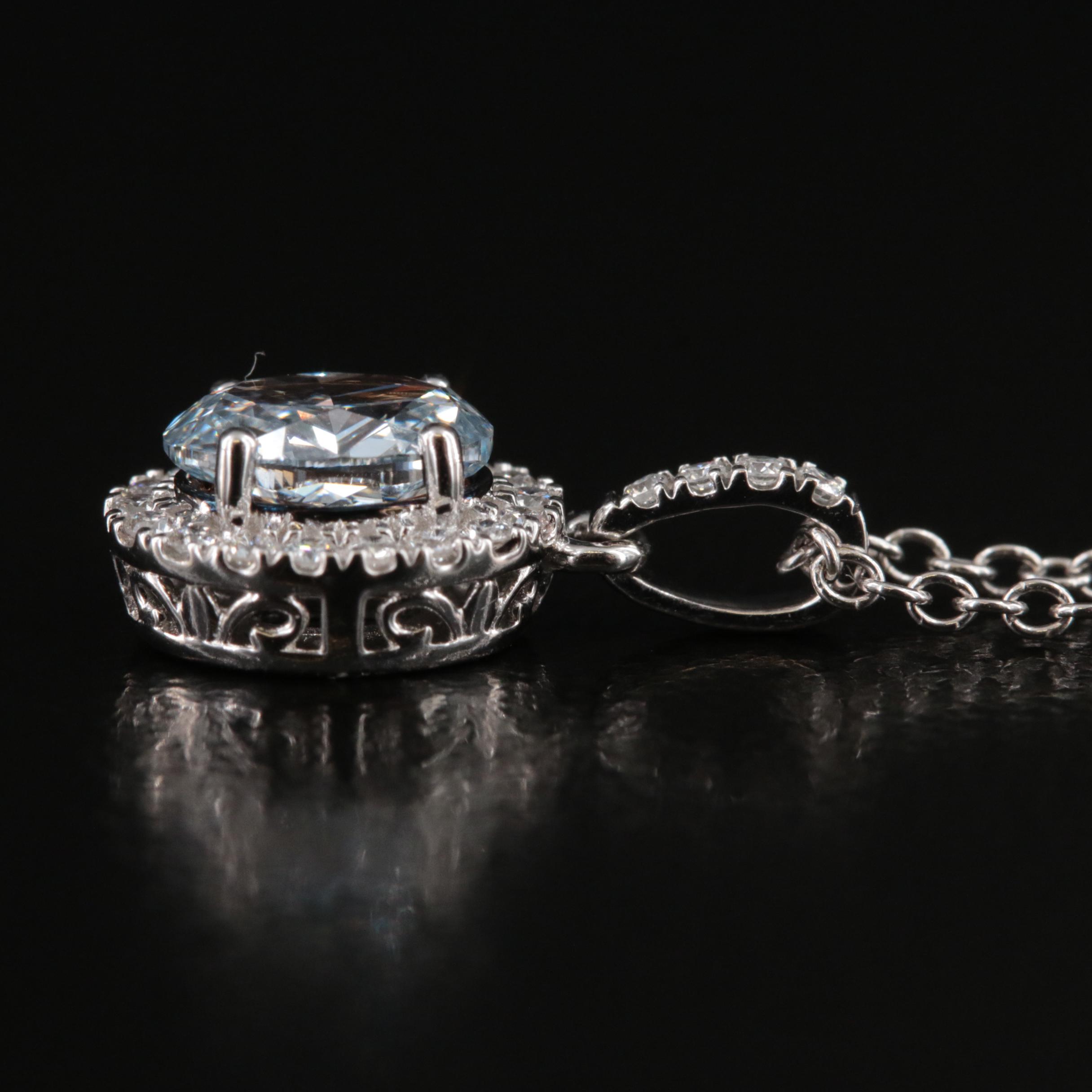 14K 0.81 CTW Lab Grown Diamond Halo Pendant Necklace