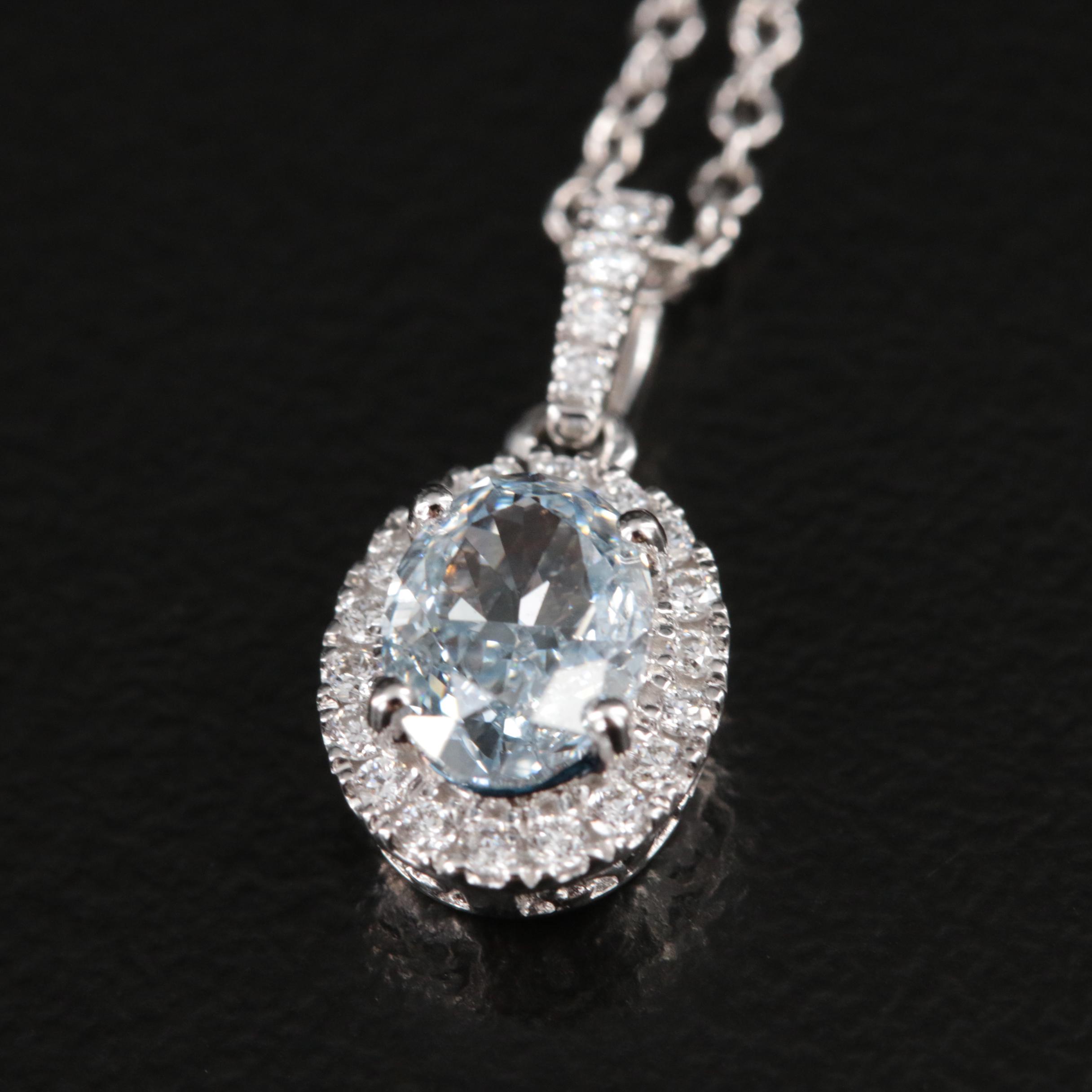 14K 0.81 CTW Lab Grown Diamond Halo Pendant Necklace