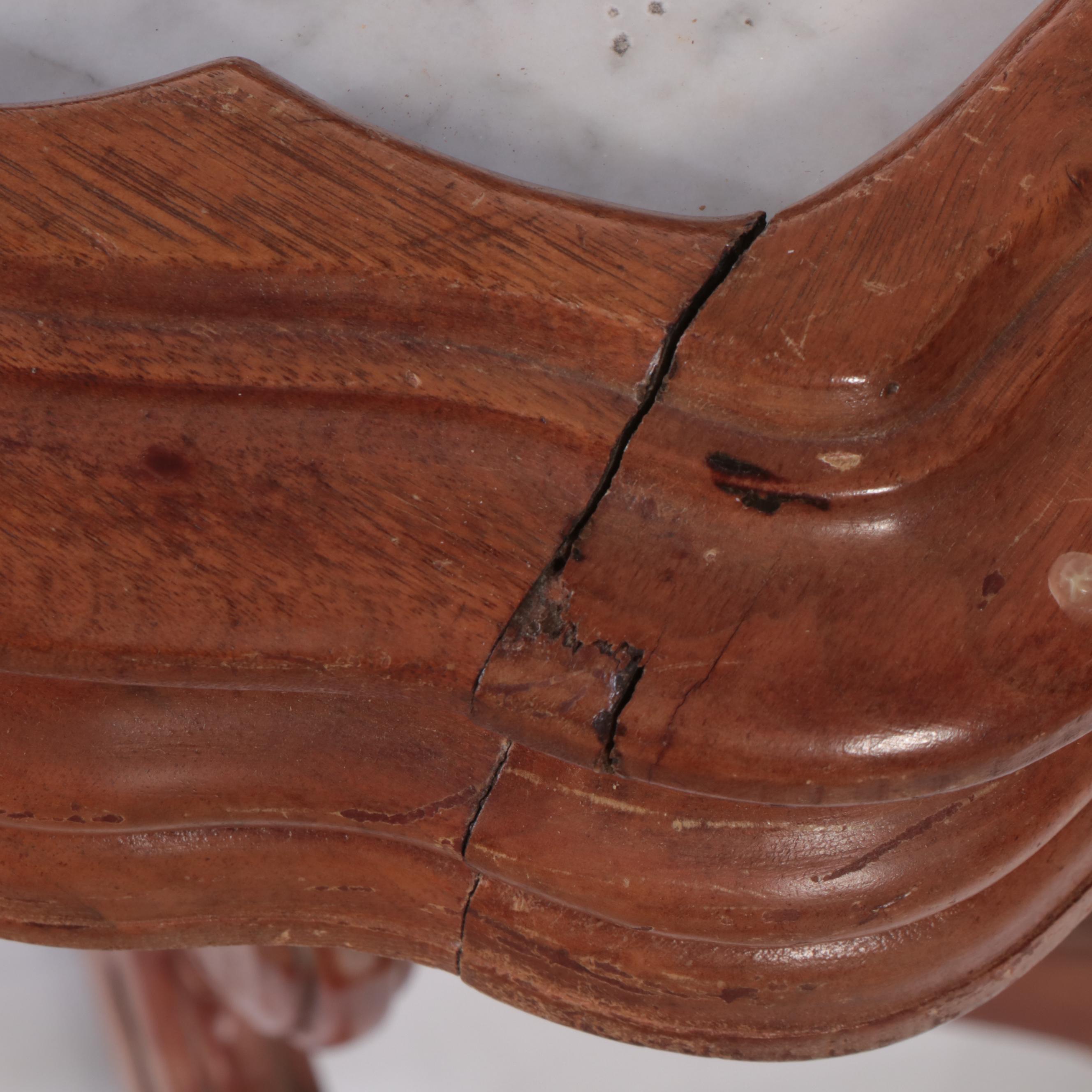 Victorian Walnut and White Marble Side Table, Late 19th Century