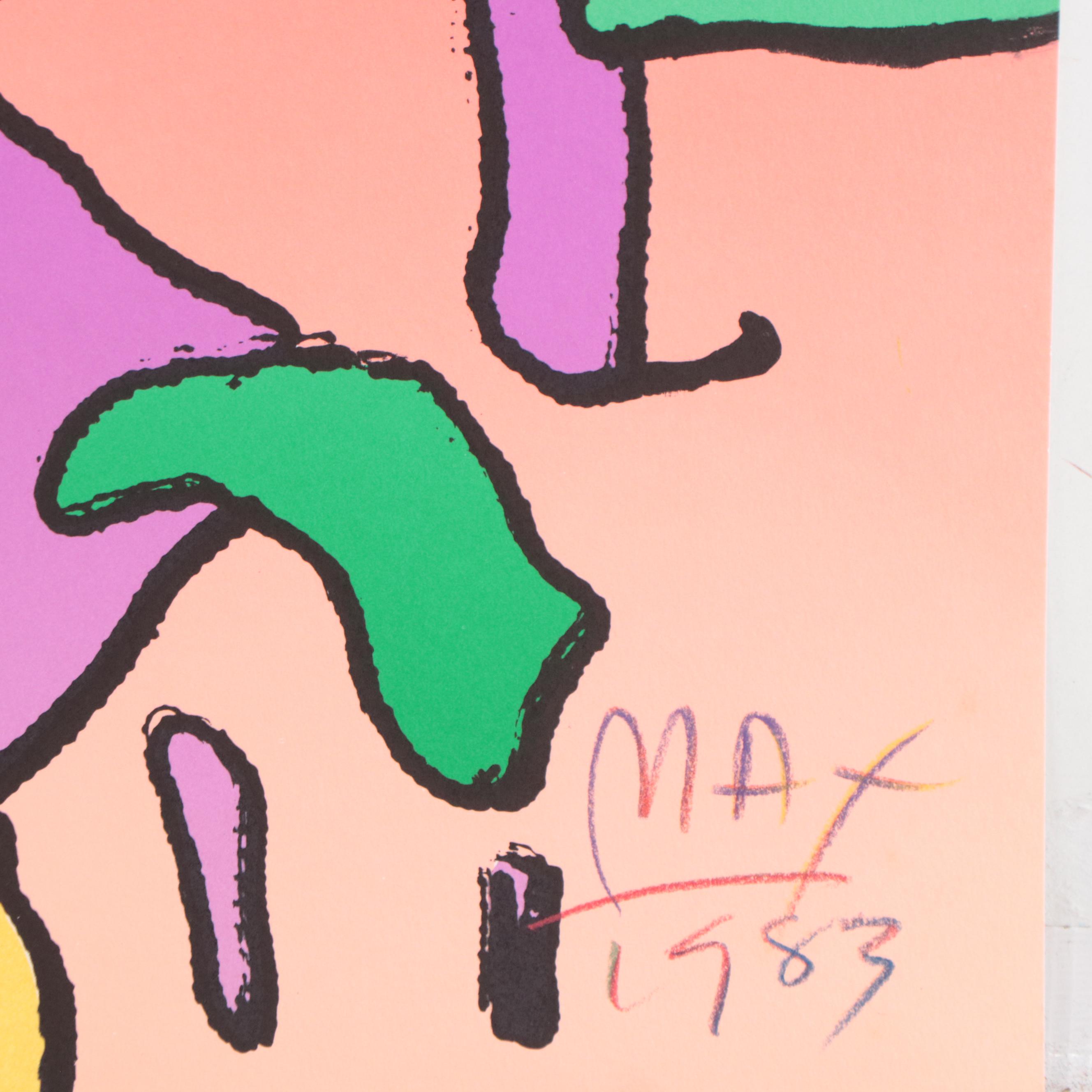 Peter Max Psychedelic Figurative Lithograph "From the Beginning," 1983