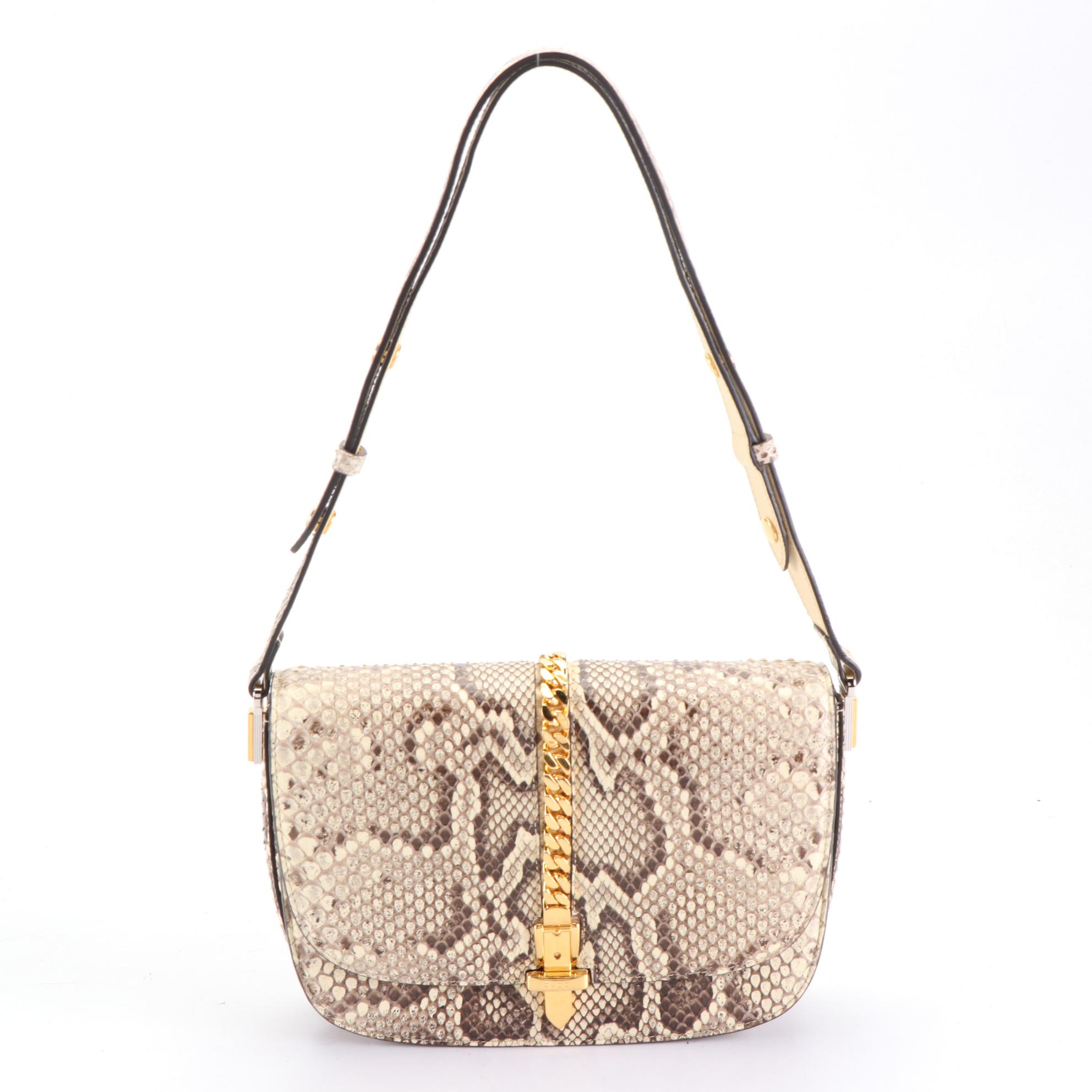 Gucci Sylvie 1969 Small Shoulder Bag in Python Skin Leather