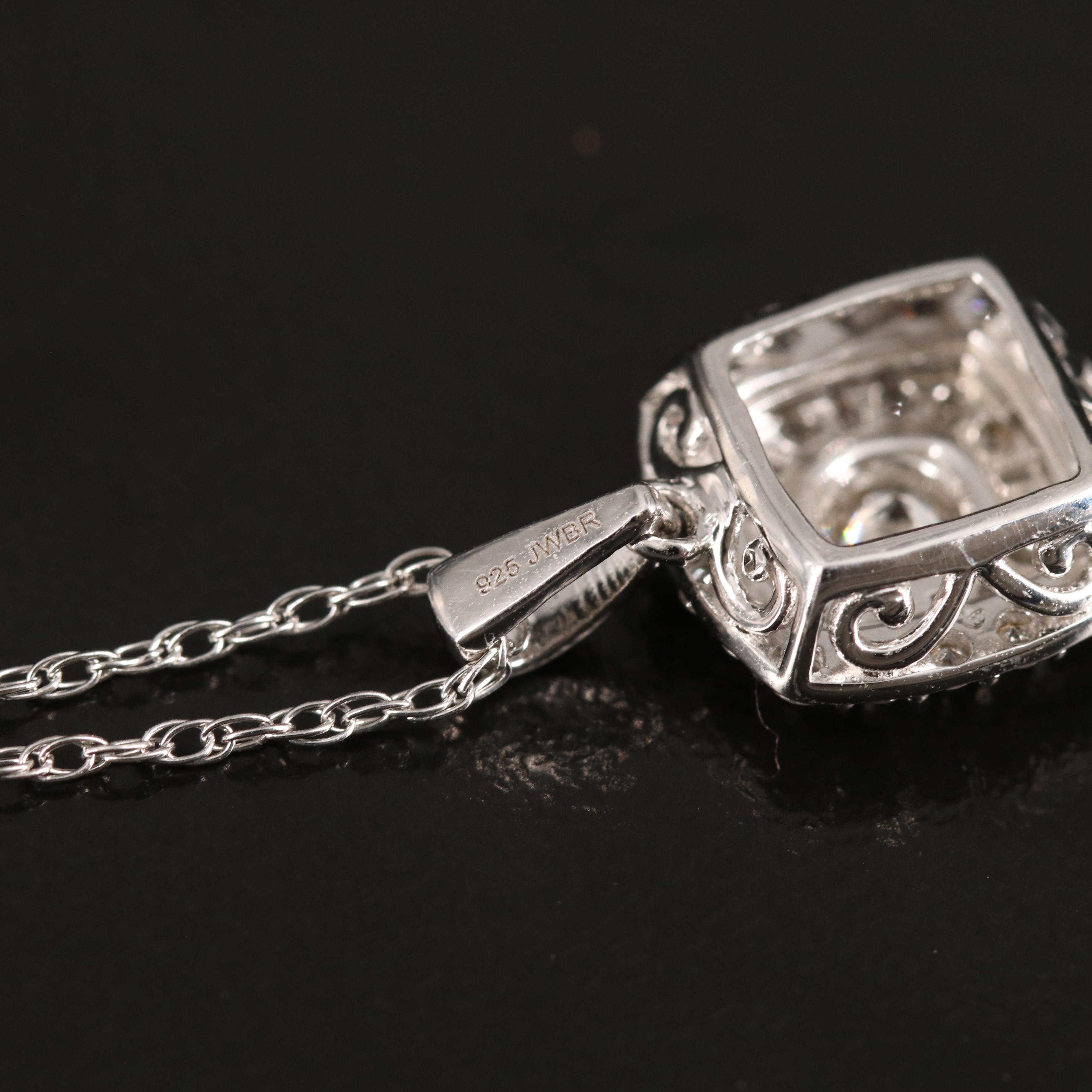 Sterling Diamond Earring and Necklace Set