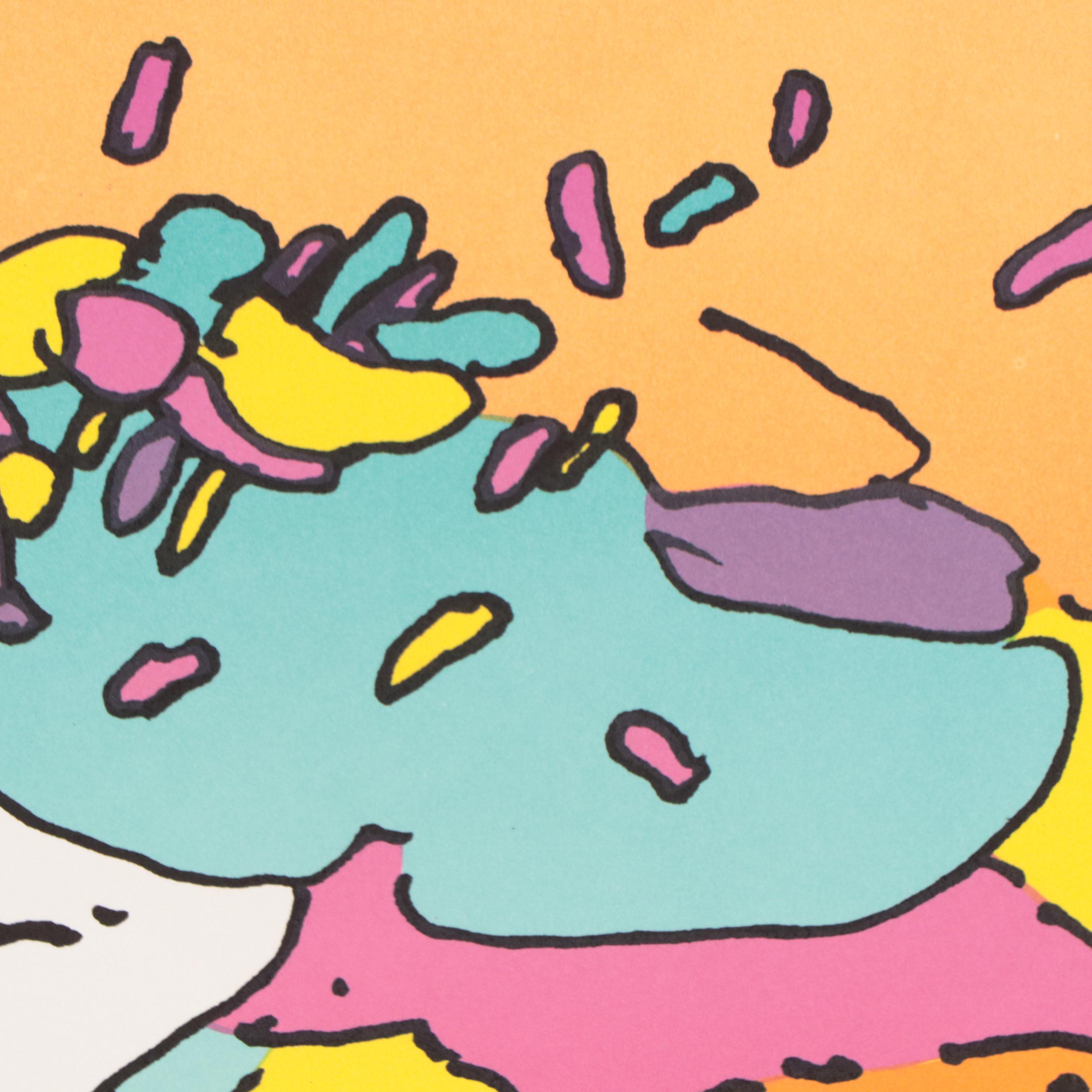 Peter Max Psychedelic Figurative Lithograph "Descending Angel," 1983