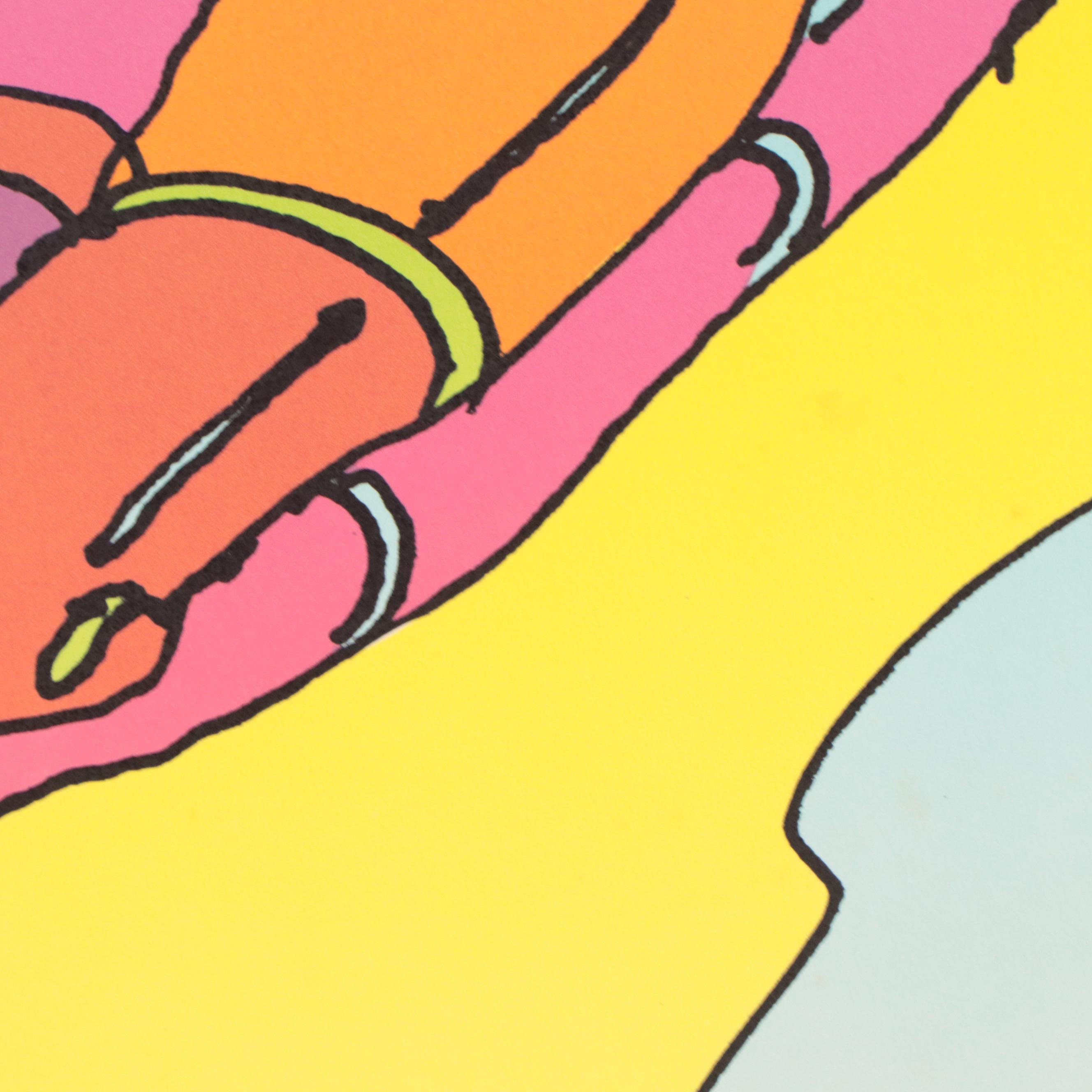 Peter Max Psychedelic Figurative Lithograph "Descending Angel," 1983