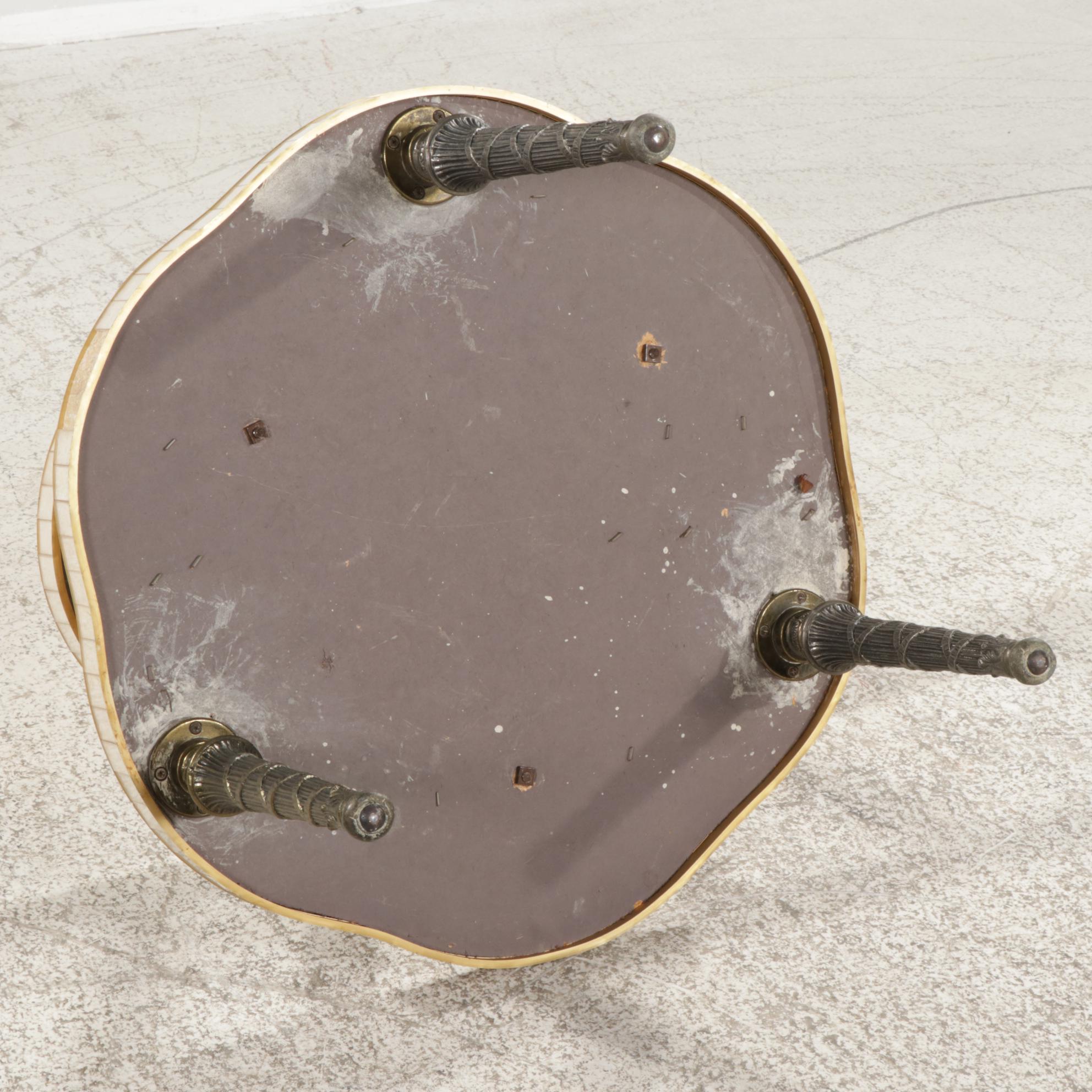 Hollywood Regency Gilt, Opalescent and Cast Metal Tiered Side Table