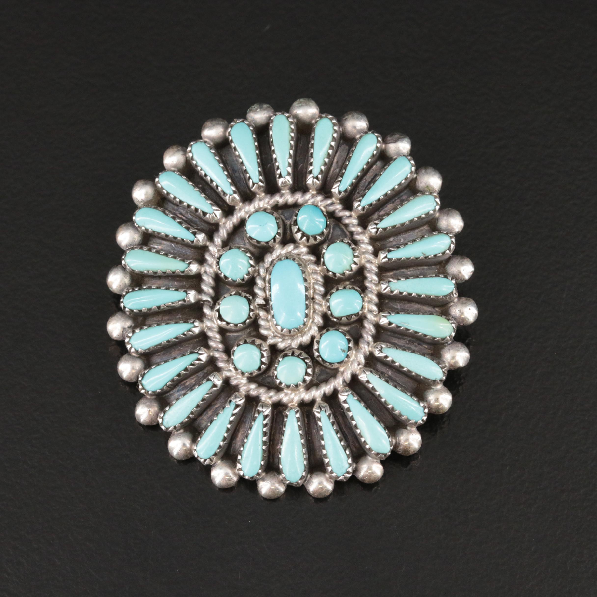 Jerry & Wilma Begay Navajo Diné Sterling Turquoise Converter Brooch