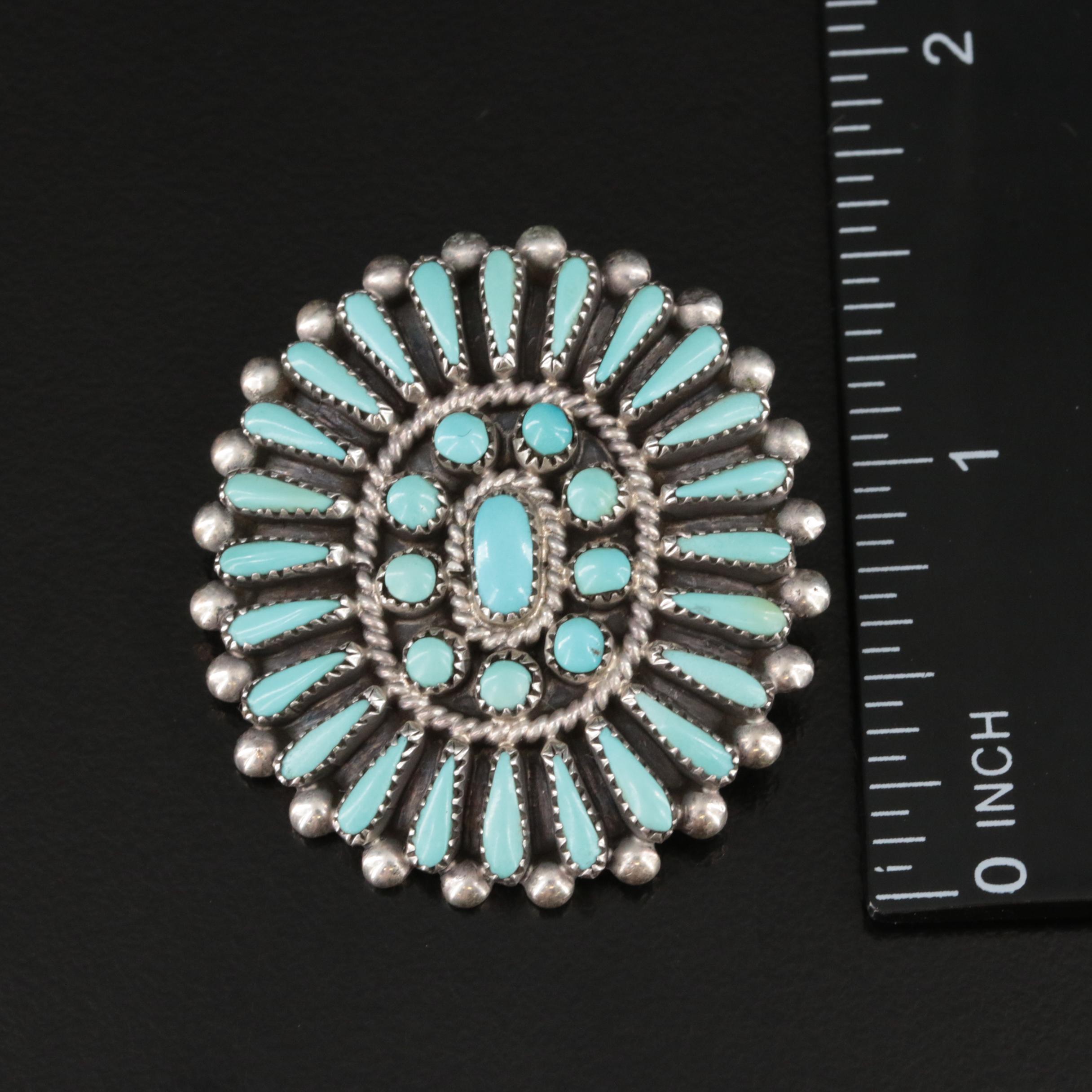 Jerry & Wilma Begay Navajo Diné Sterling Turquoise Converter Brooch