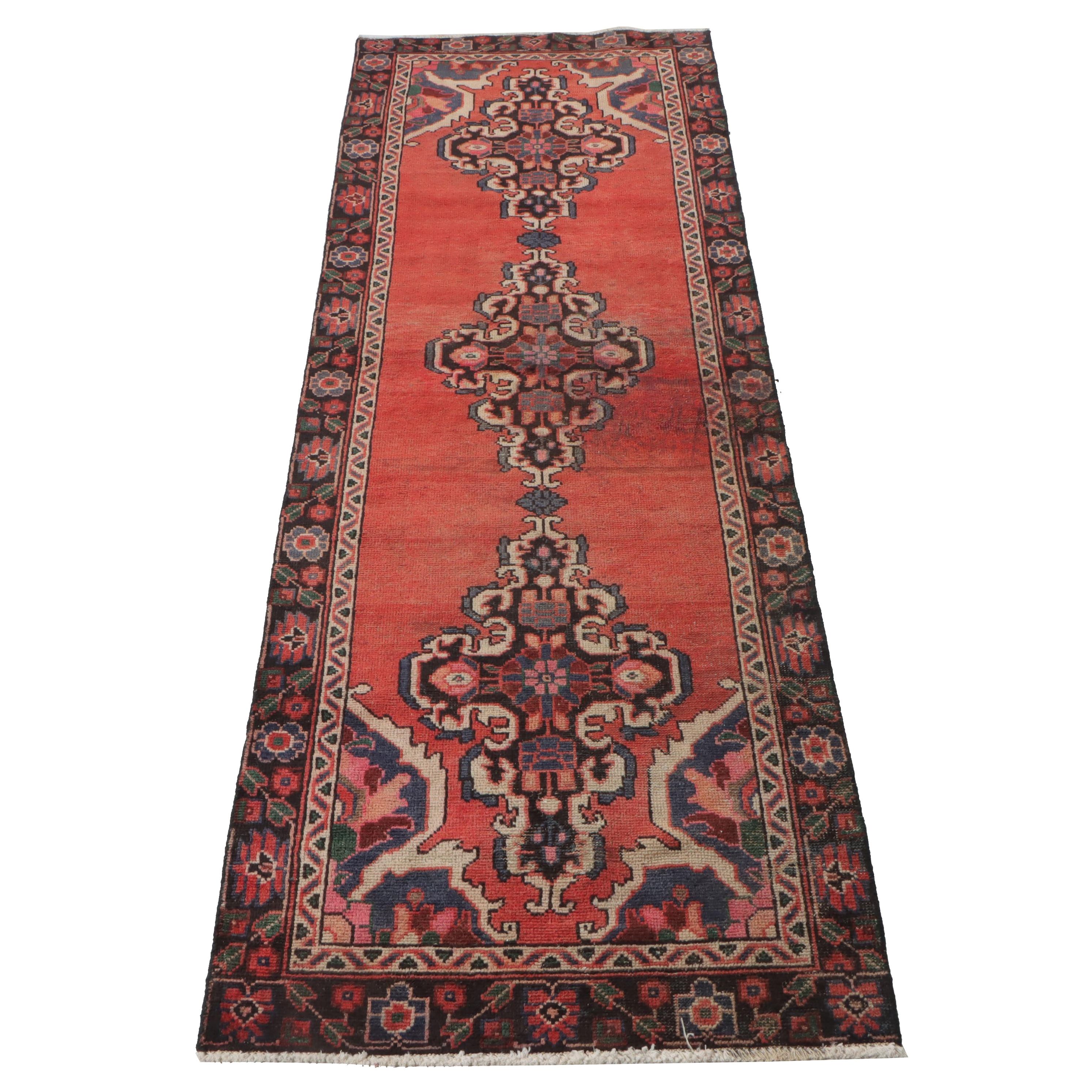 3'4 x 9'11 Hand-Knotted Persian Hamadan Carpet Runner Long Rug