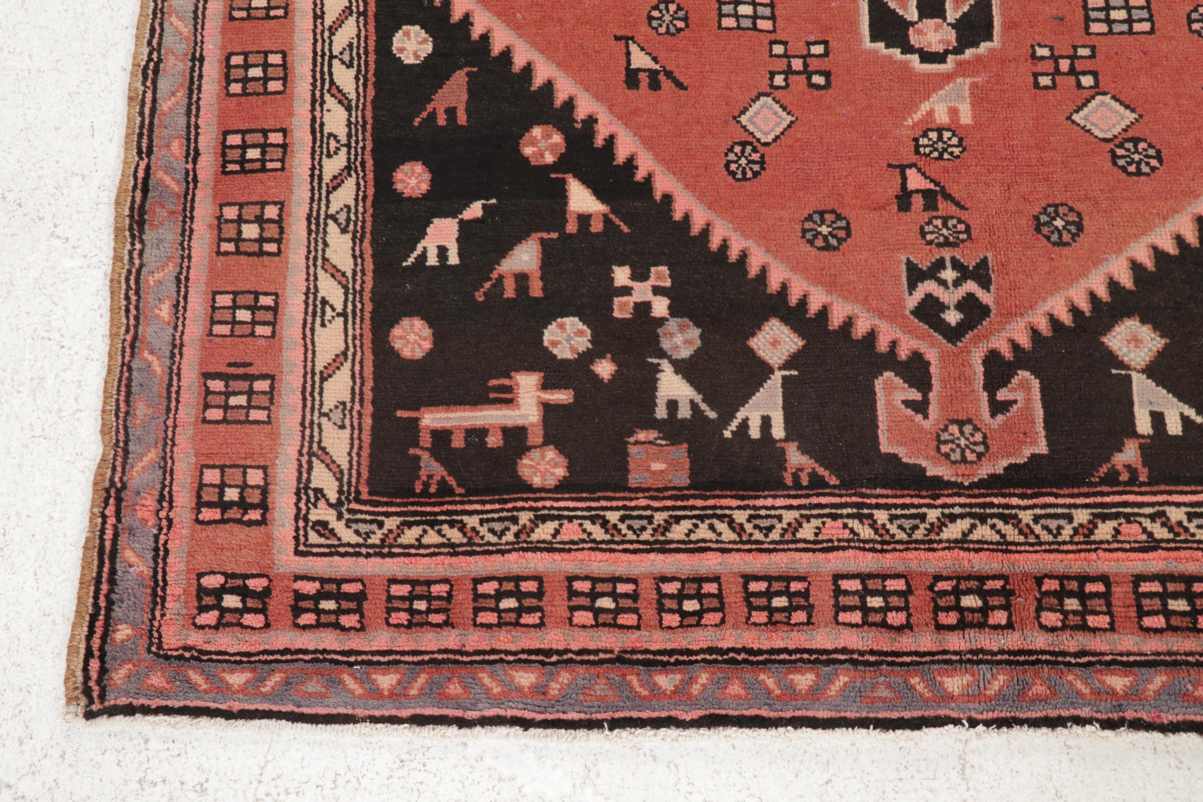 4'11 x 8'8 Hand-Knotted Persian Northwest Pictorial Area Rug, 1960s