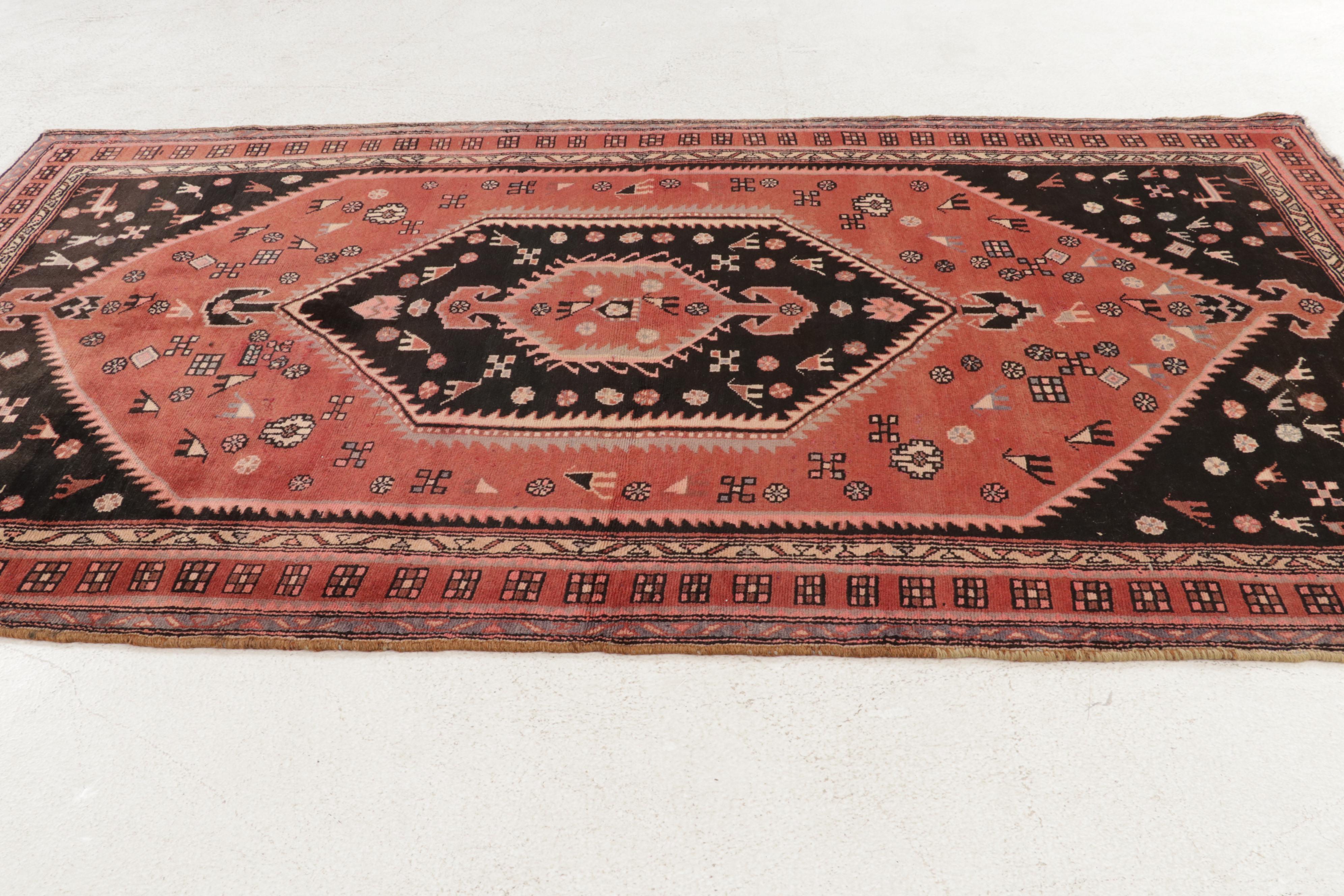 4'11 x 8'8 Hand-Knotted Persian Northwest Pictorial Area Rug, 1960s