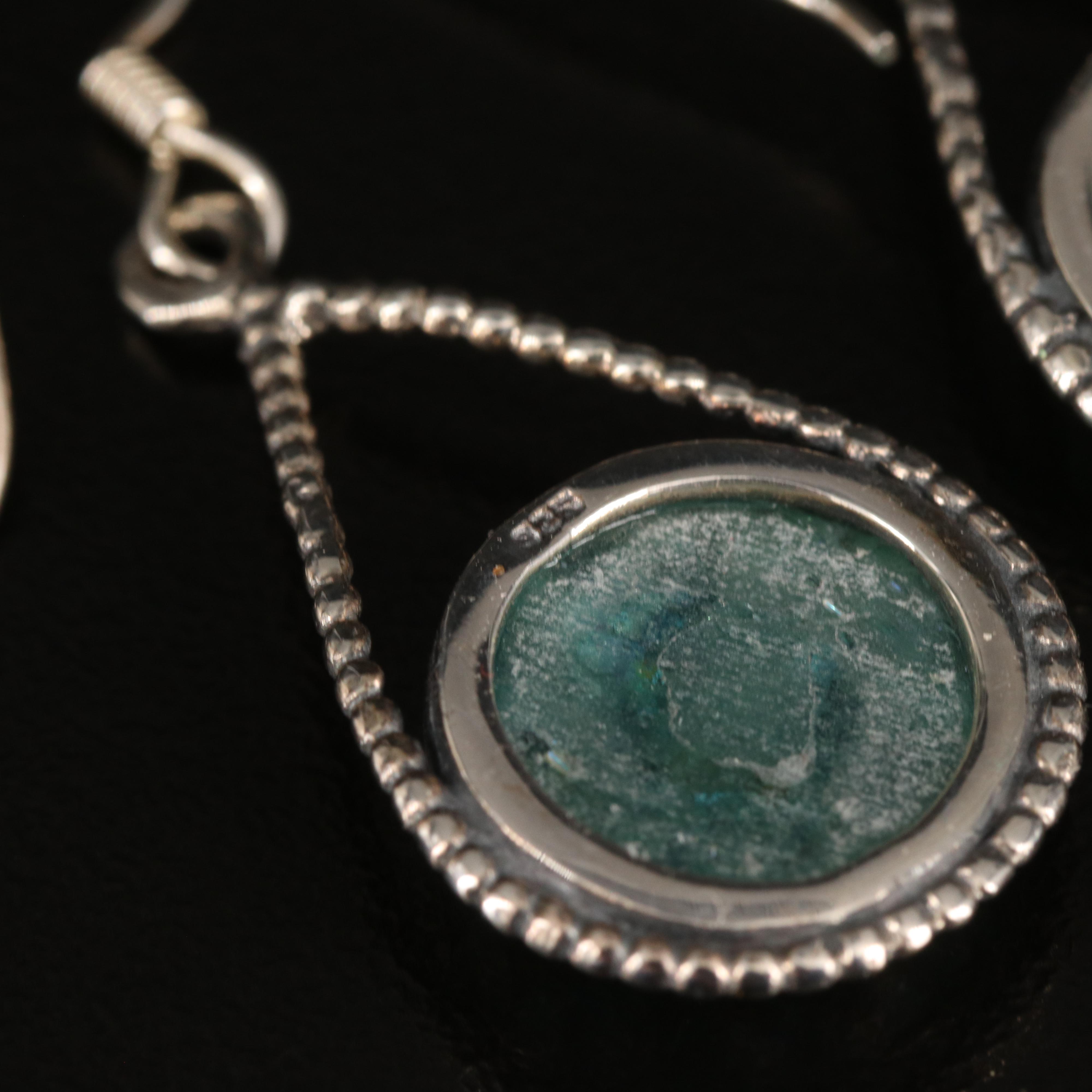 Sterling Roman Glass Pendulum Earrings