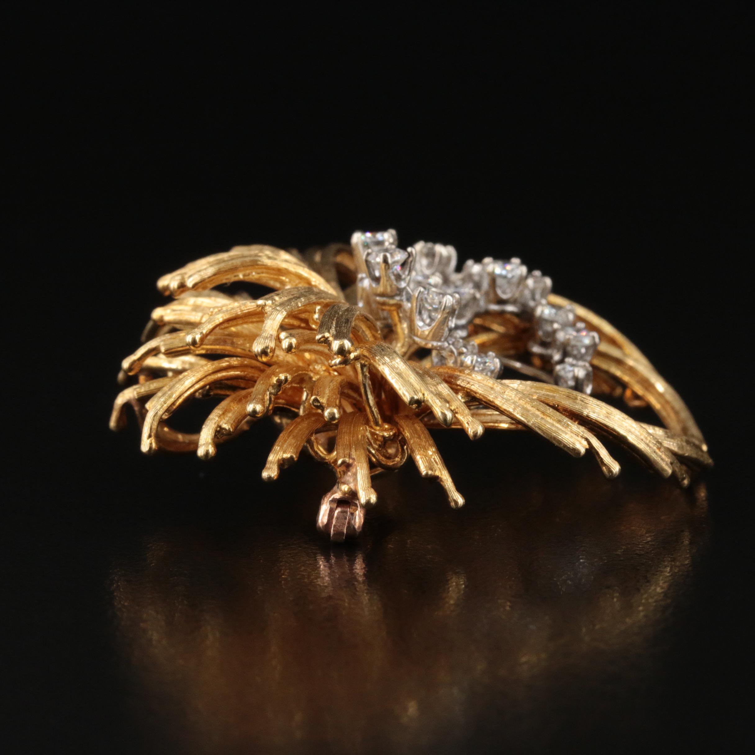 Vintage 18K 1.50 CTW Diamond Circle Spray Brooch