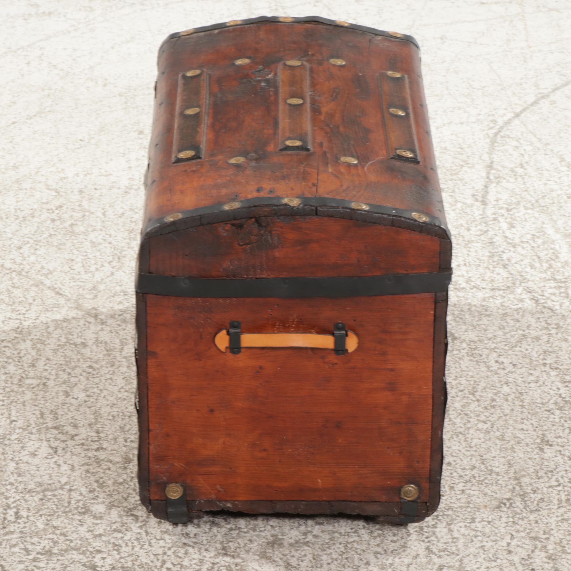 Small Wood Steamer Trunk, Early 20th Century