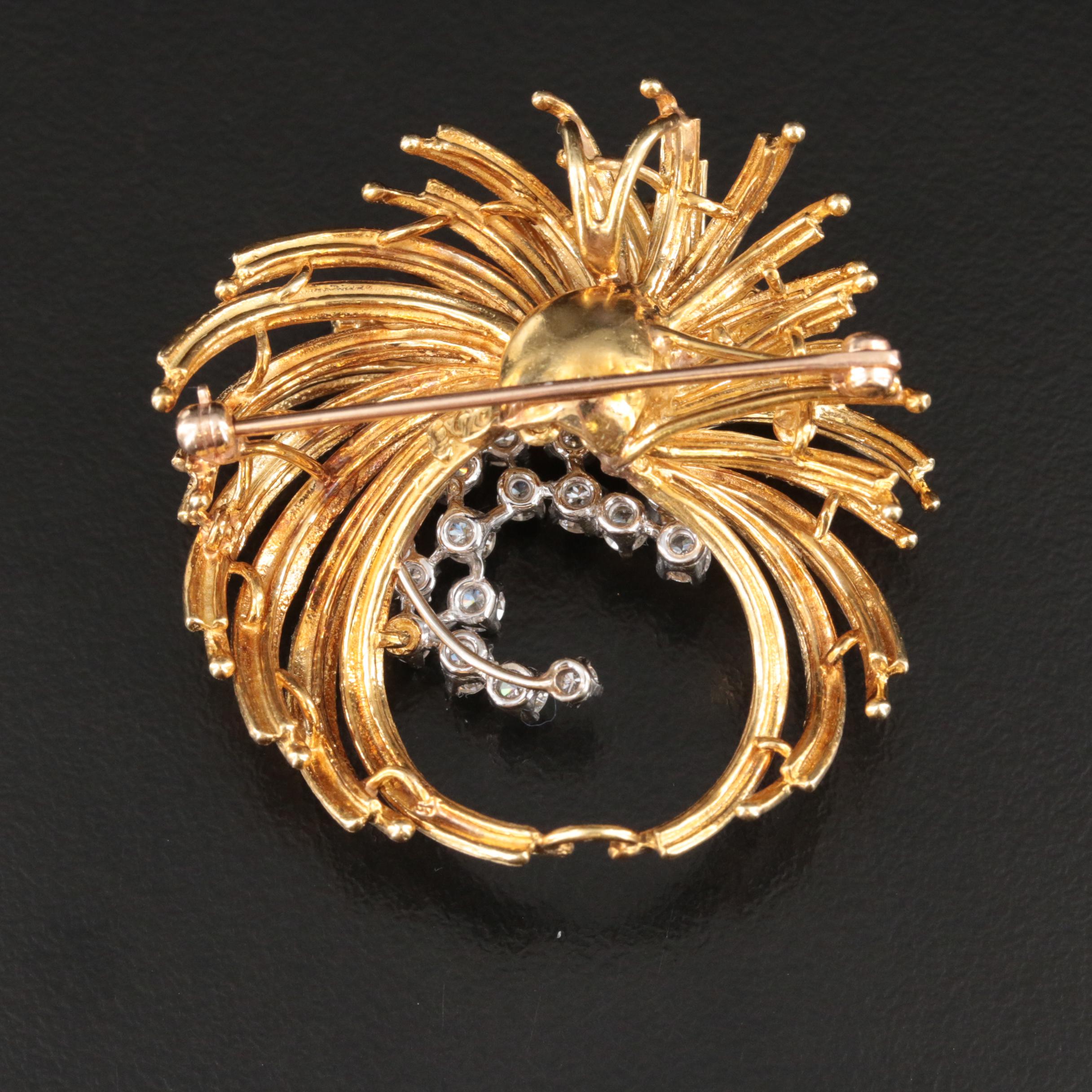 Vintage 18K 1.50 CTW Diamond Circle Spray Brooch