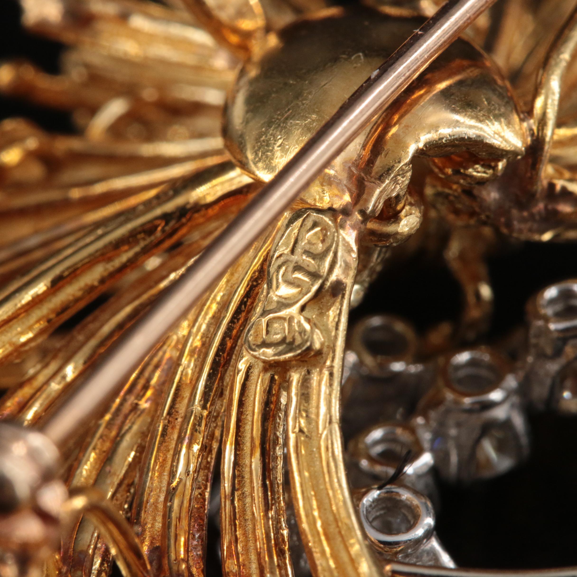 Vintage 18K 1.50 CTW Diamond Circle Spray Brooch