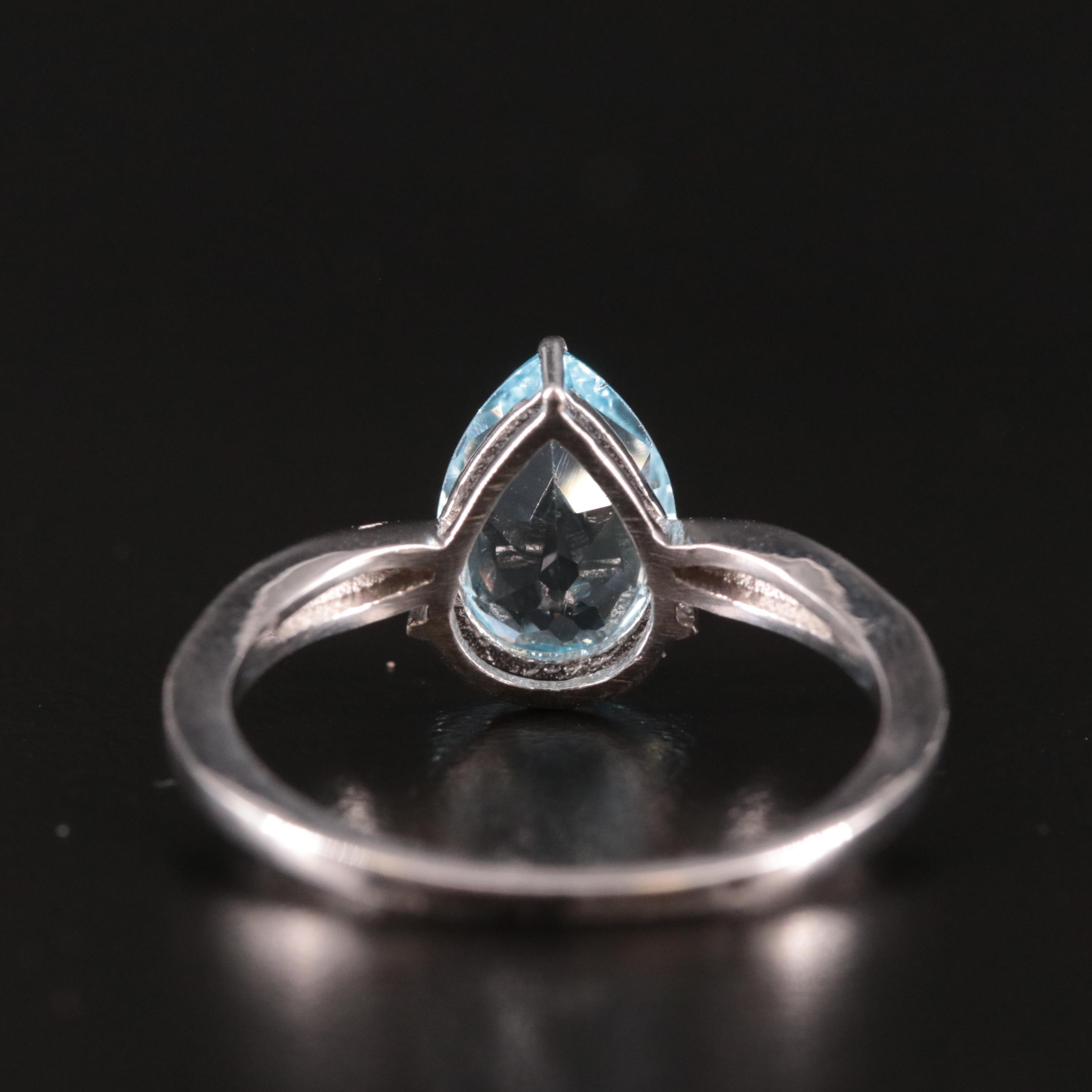 Sterling Blue Topaz and Diamond Ring