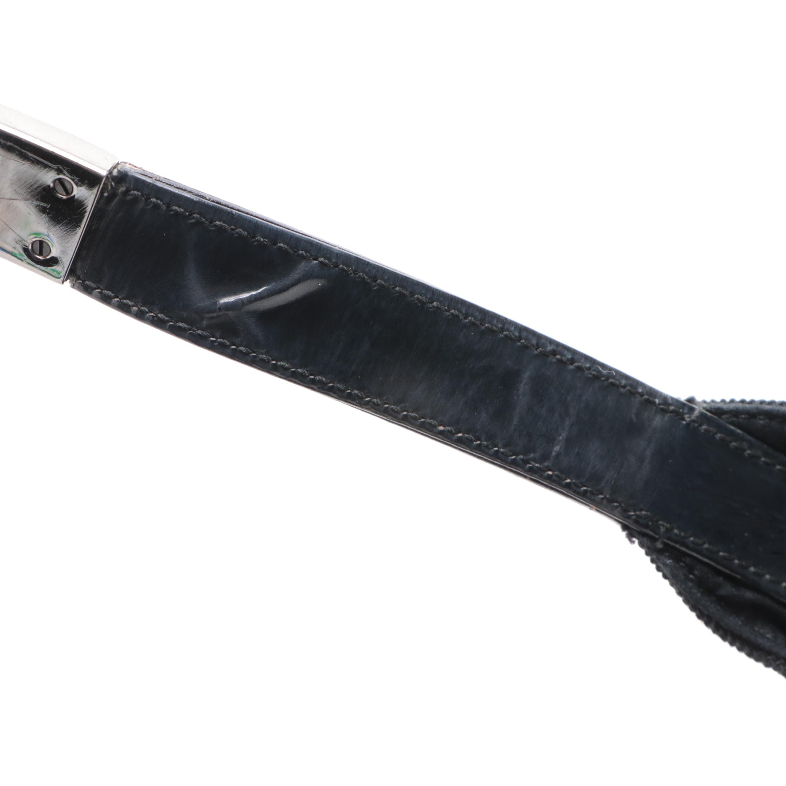 Gucci Shoulder Bag in Black Nylon and Patent Leather Trim