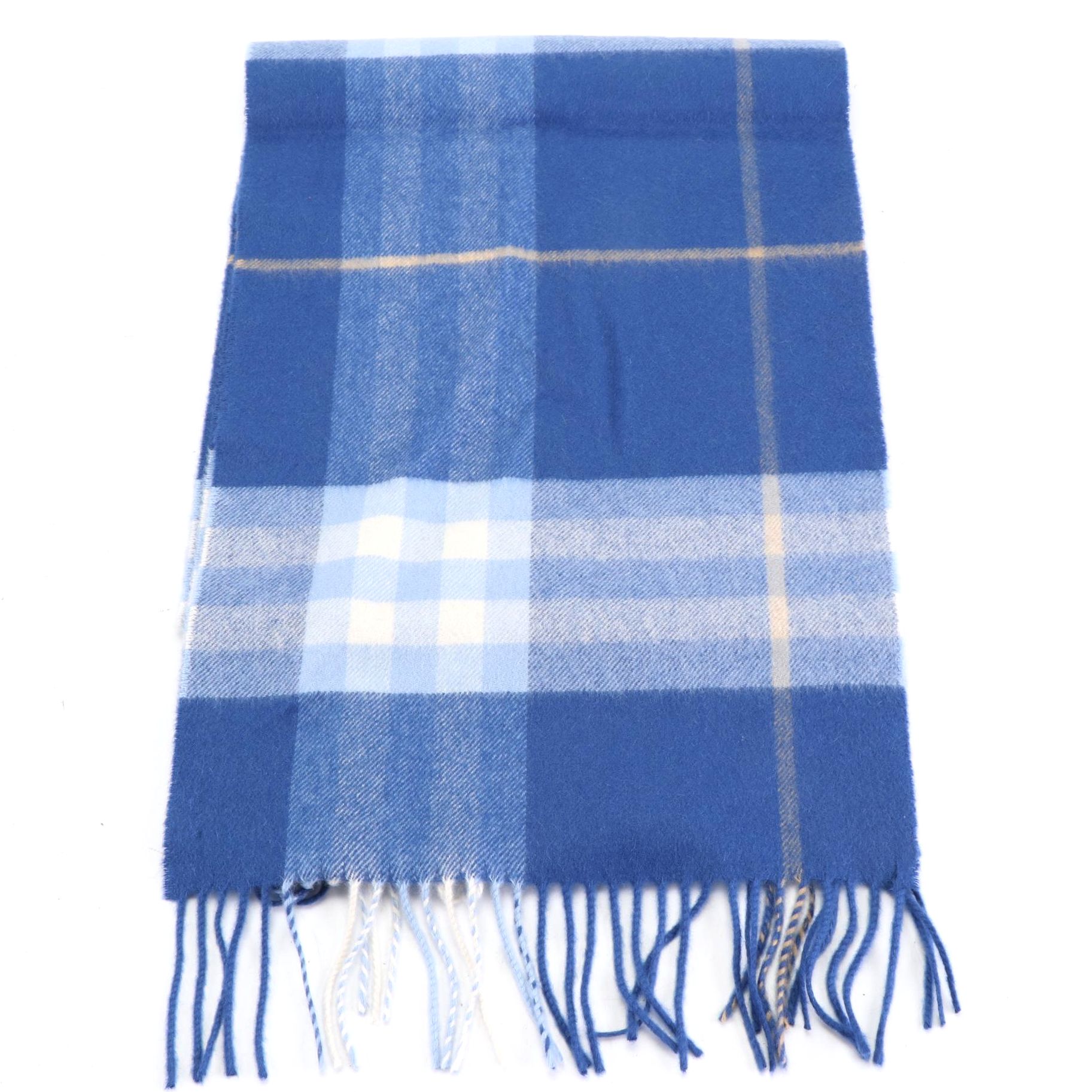 Burberry Giant Check Blue Cashmere Scarf, NWT