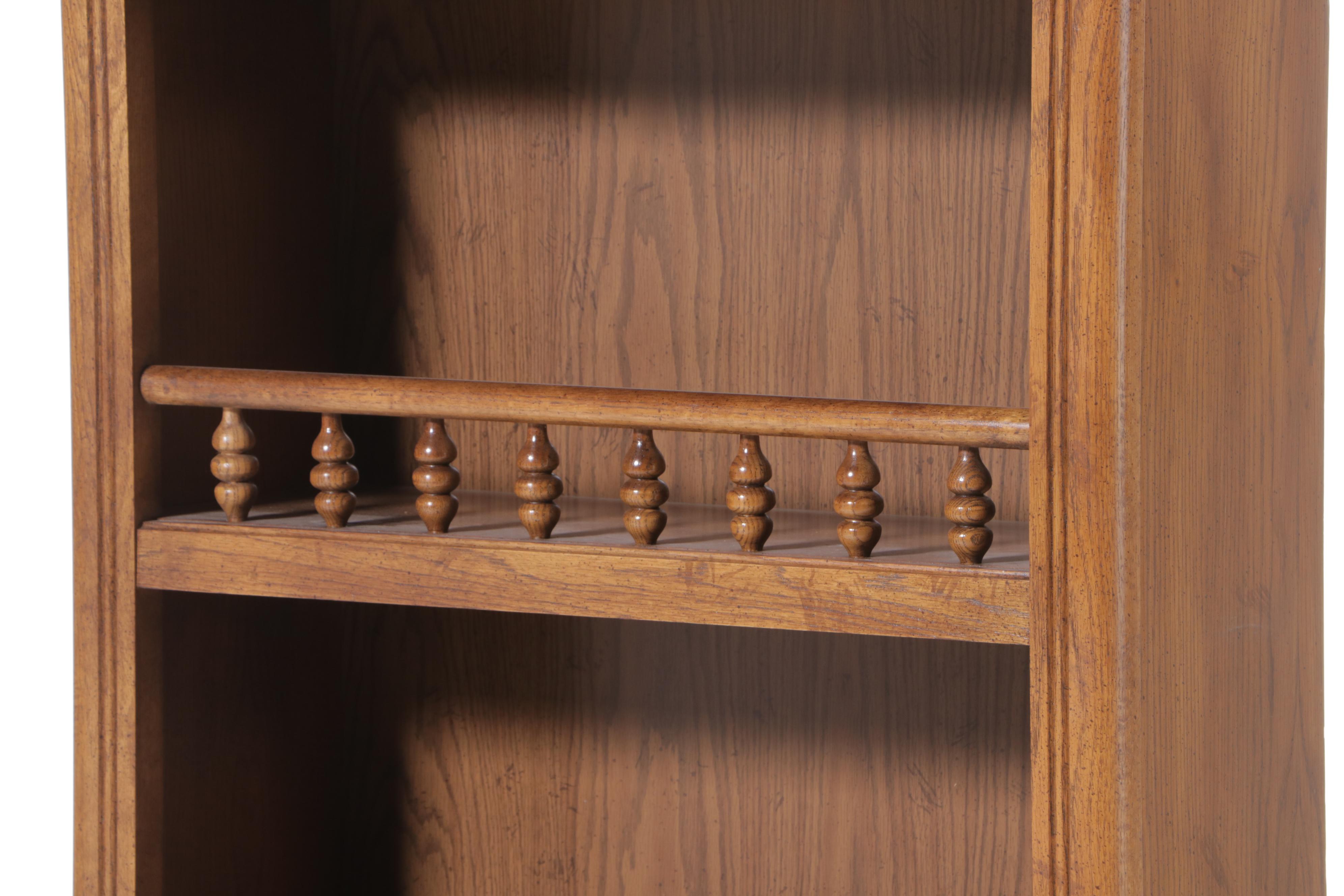 Dixie Furniture Oak Bookcase-on-Cabinet, Late 20th Century