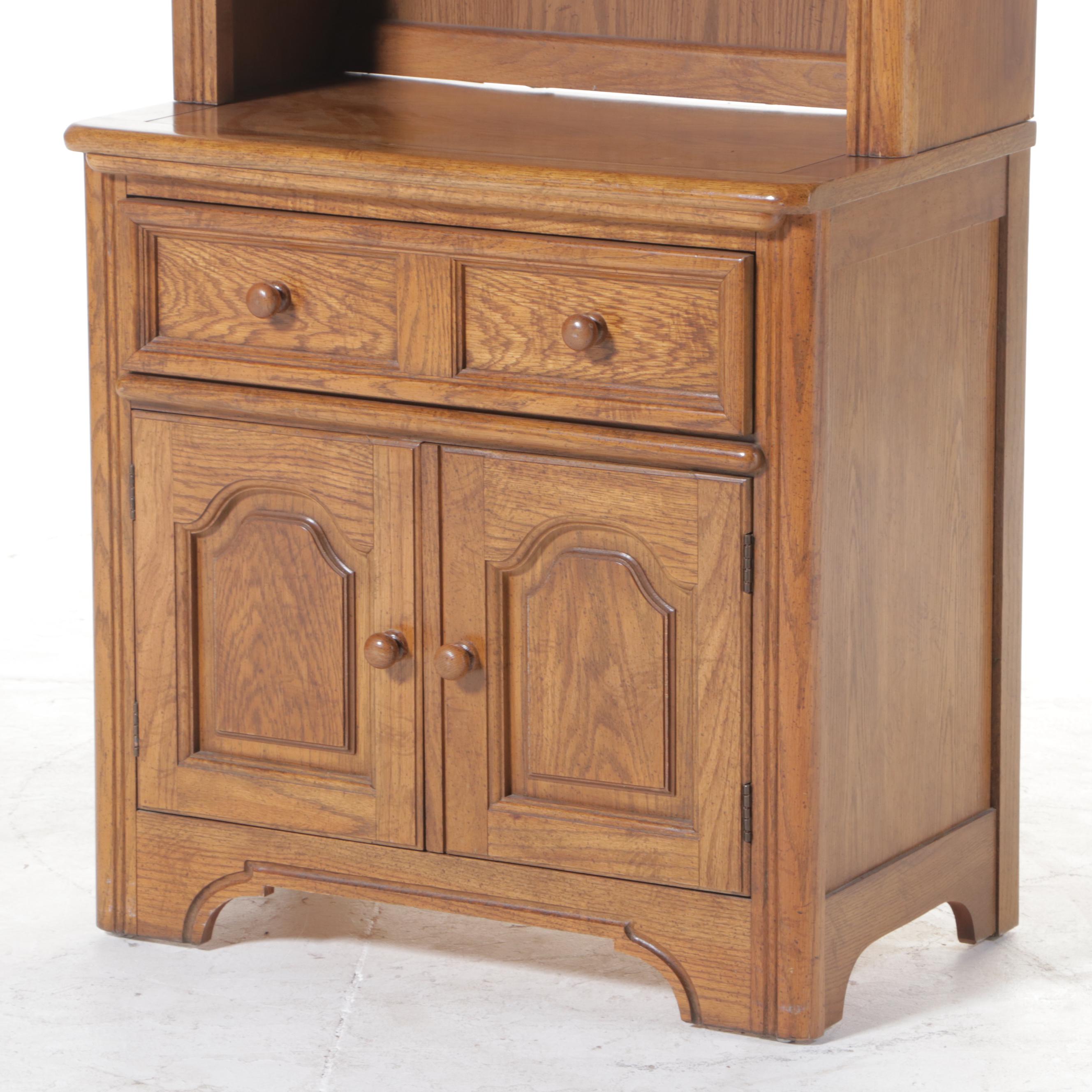 Dixie Furniture Oak Bookcase-on-Cabinet, Late 20th Century